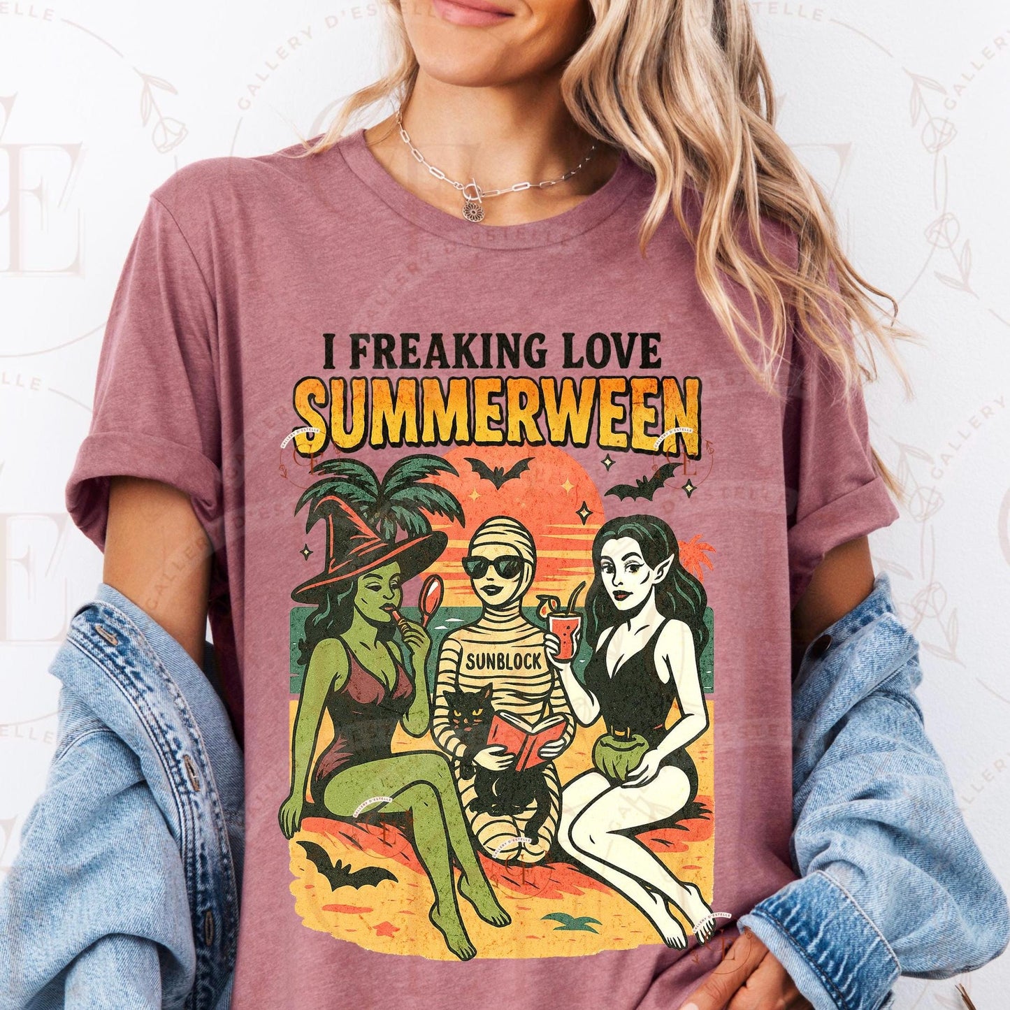Retro Summer Halloween Witch PNG, Spooky Summerween Graphic, Trendy Coastal Witch Shirt Design