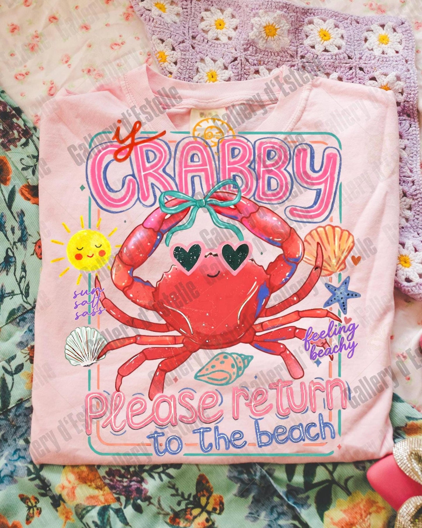 Retro Crabby Beach PNG, Funny Coastal Crab Graphic, Return to the Sea Shirt Design