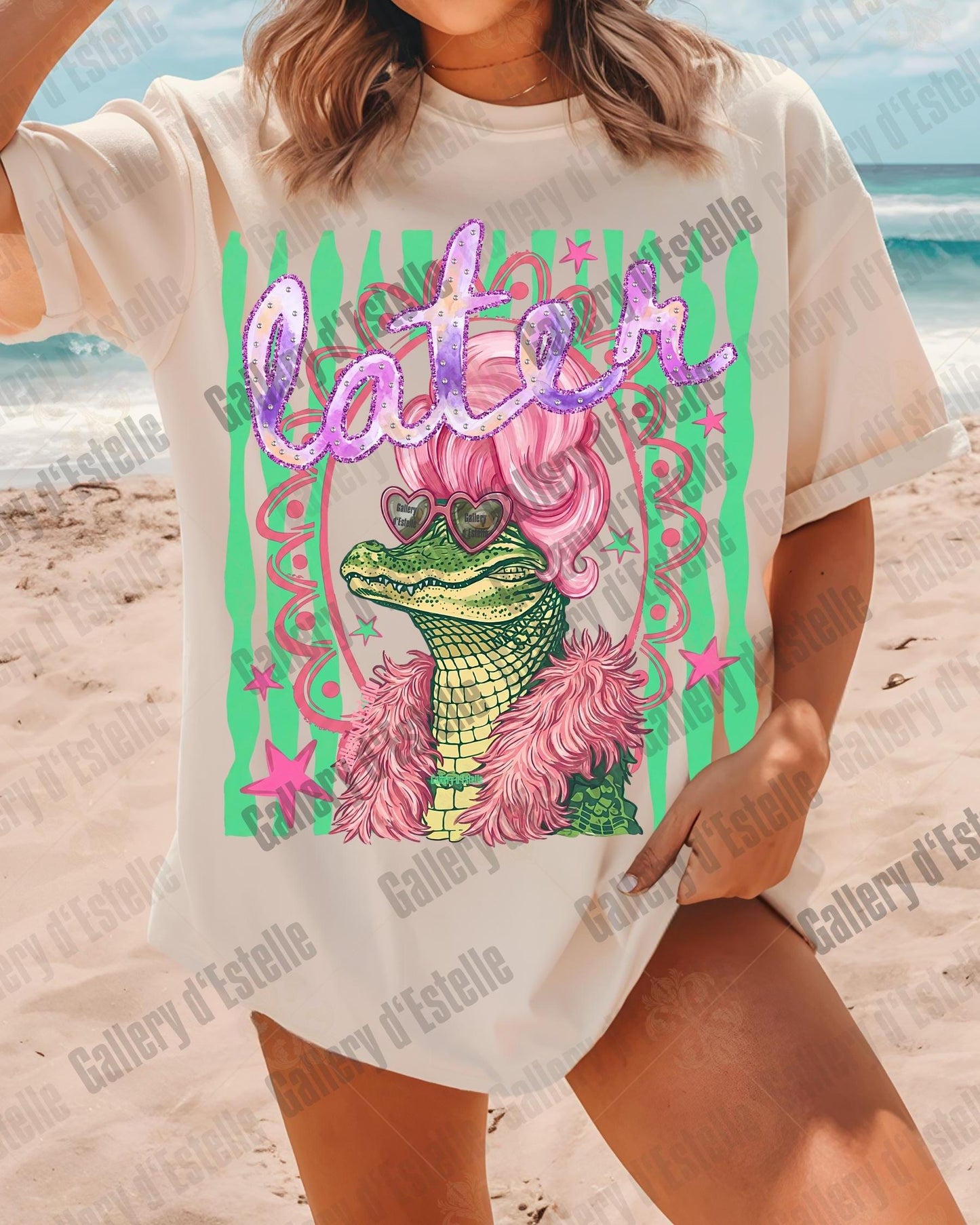 Later Gator PNG, Funny Preppy Alligator Graphic, Sarcastic Coastal Summer Shirt Design