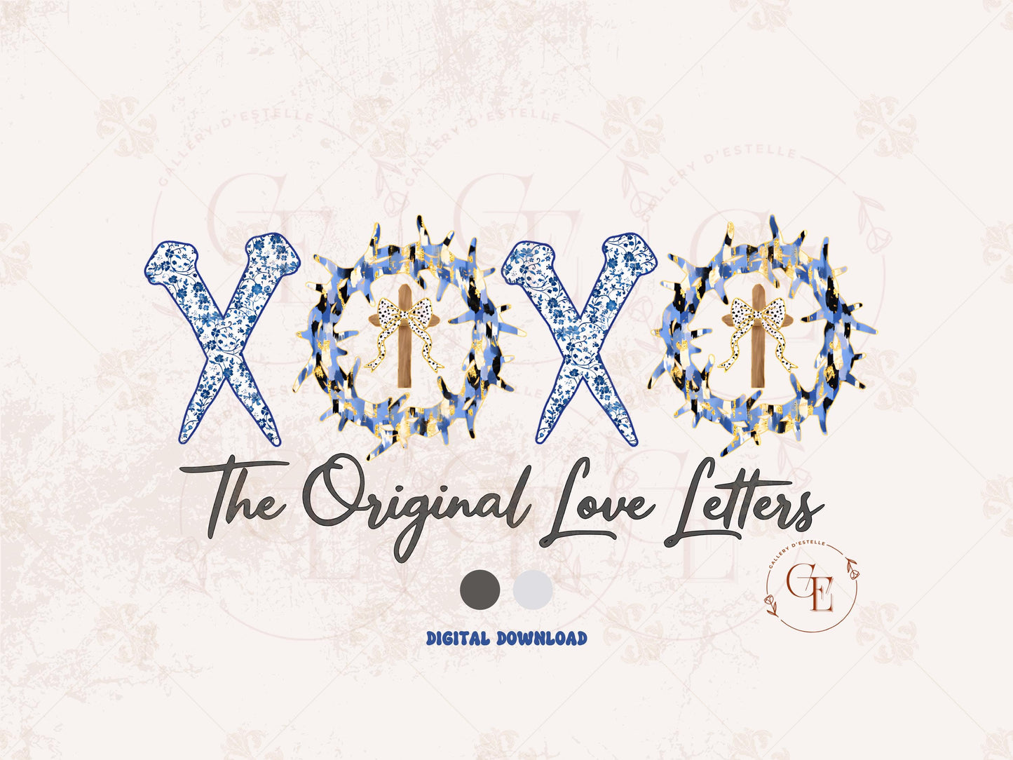 The Original Love Letters PNG, Blue Brushstroke Art, True Easter Religious Graphic, Coquette Christian Shirt Design.