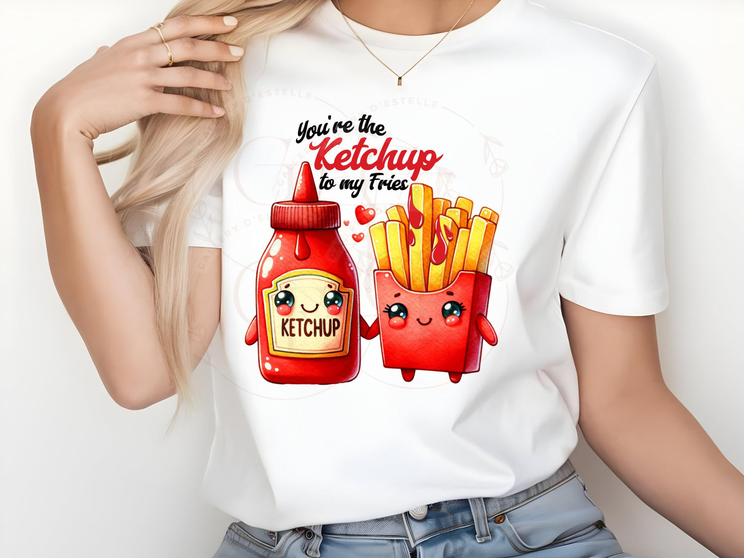 You're the Ketchup to My Fries PNG, Cute Retro Love Couple Art, Funny Valentines Shirt Design