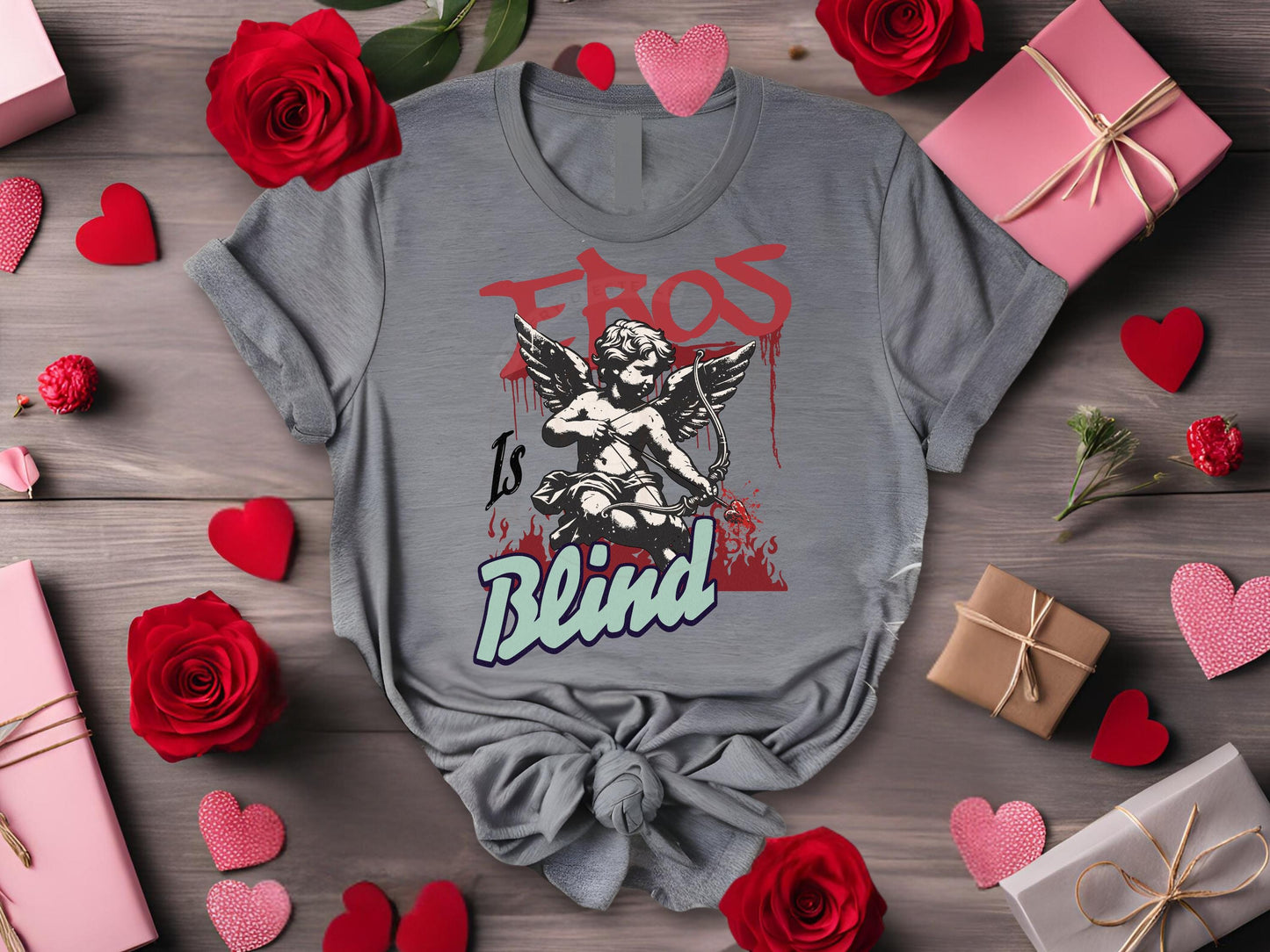 Eros is Blind PNG, Vintage Greek Cupid Love Graphic, Trendy Gothic Valentines Shirt Design