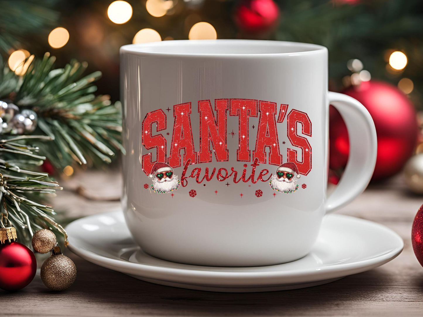 Santa's Favorite Christmas PNG, Retro Glitter Holiday Quote Graphic, Cute Festive Shirt Design