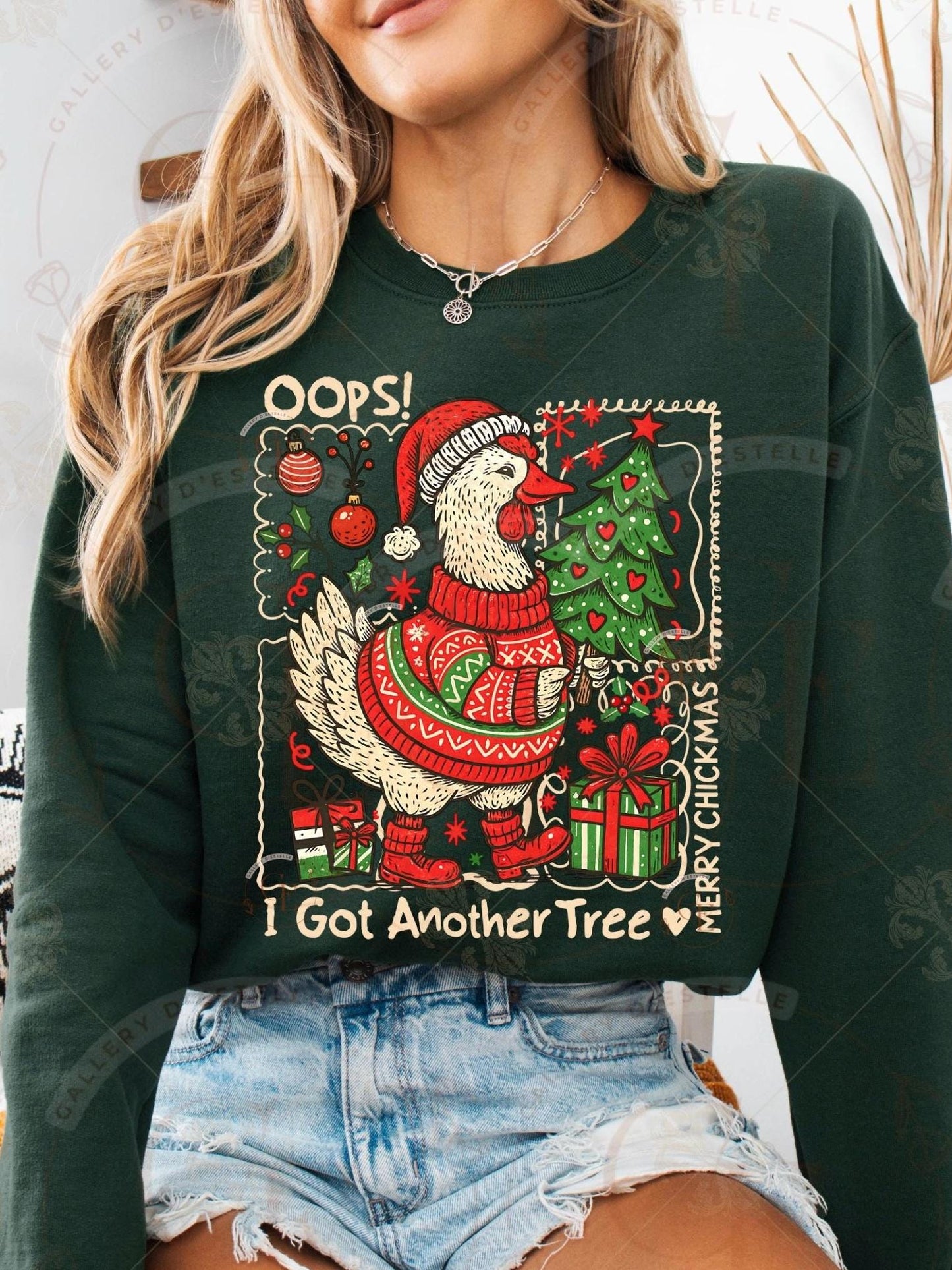 Funny Chick Christmas Tree PNG, Merry Chickmas Cute Design, Retro Holiday Chicken Graphic, Festive Farmhouse Shirt Sublimation