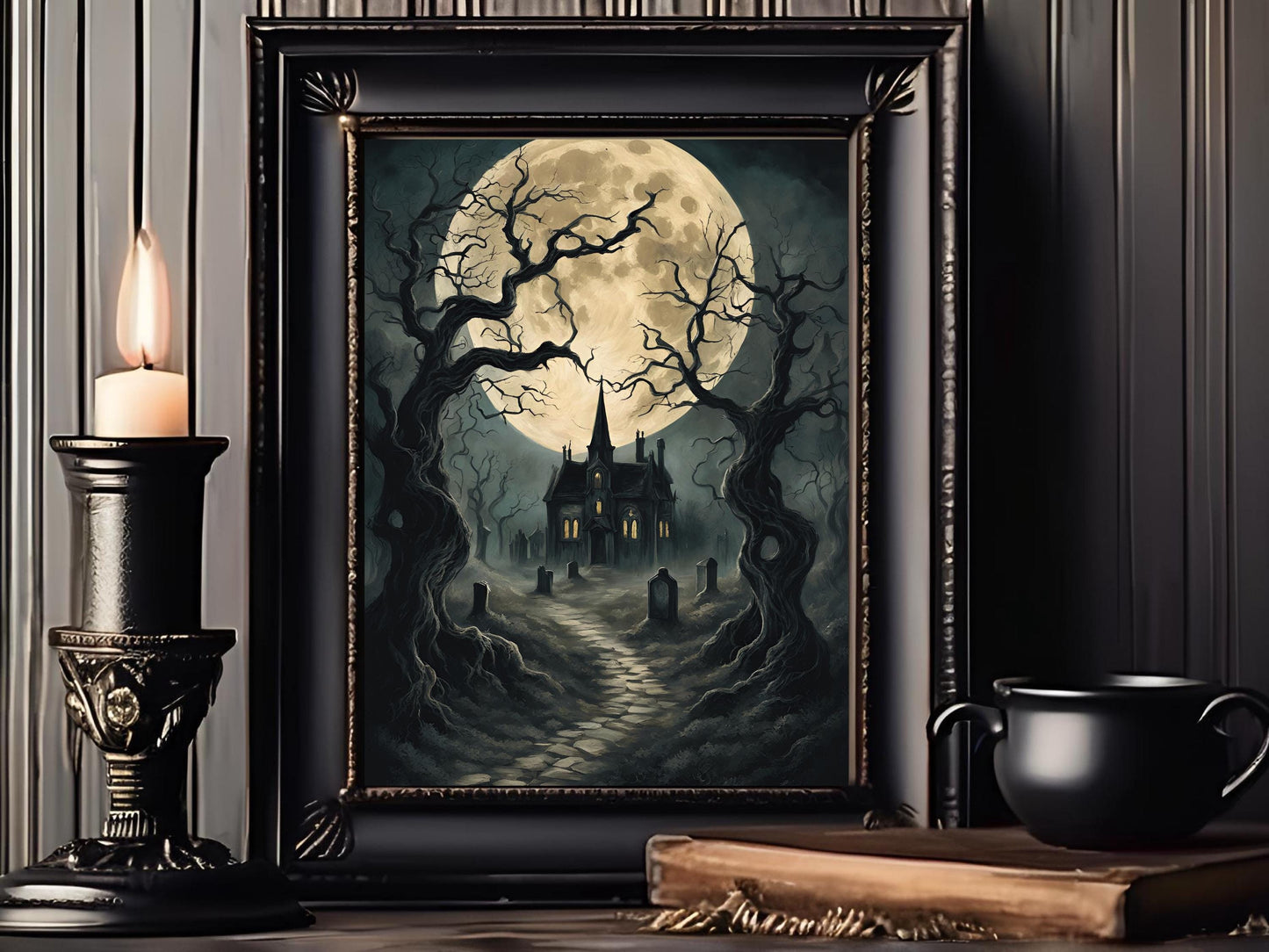 Haunted Castles Art Set, Victorian Gothic Halloween Decor, Dark Academia Digital Prints