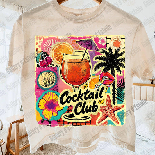 Cocktail Club PNG, Coquette Coastal Drink Graphic, Trendy Summer Beach Shirt Design