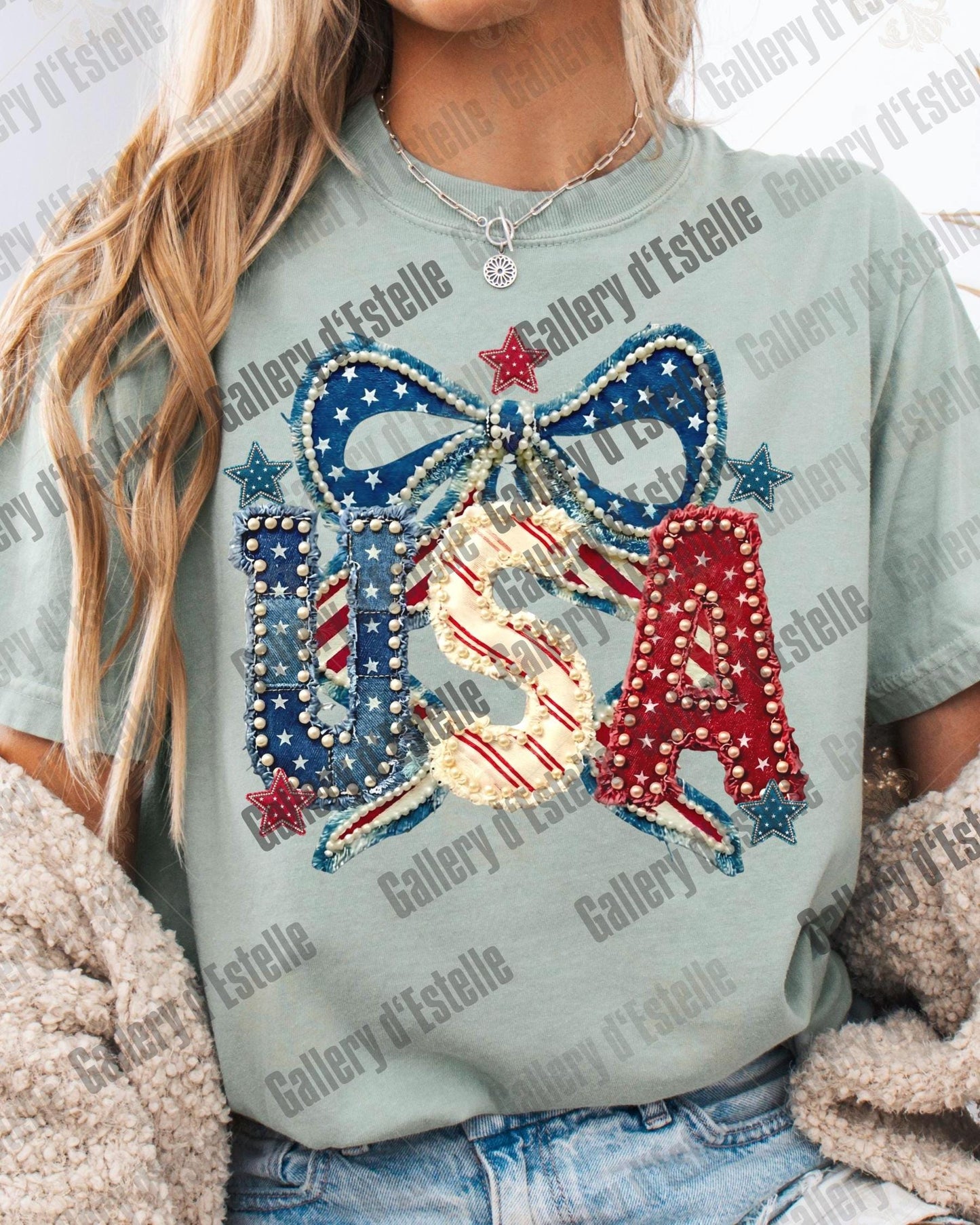 Patriotic Coquette USA PNG, Retro Patchwork America Graphic, Trendy 4th of Jul Shirt Design