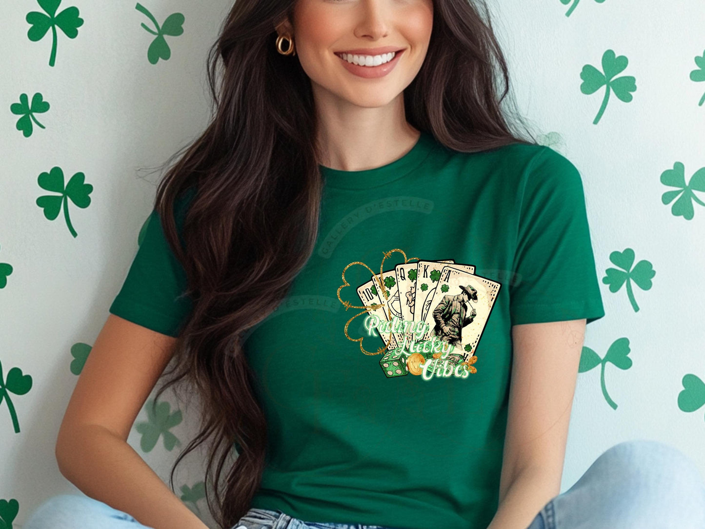 St. Patrick's Day Feeling Lucky PNG, Vintage Wild West Cowboy Poker Art, Festive Western Rodeo Shirt Design