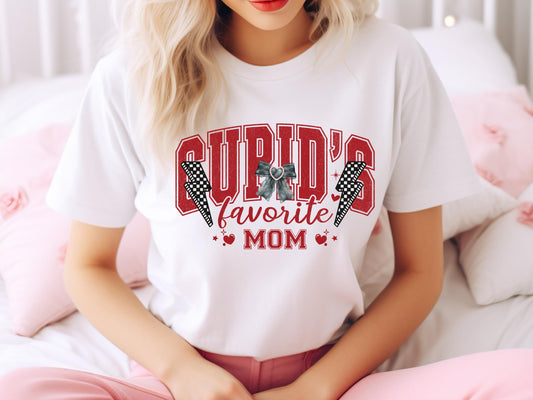 Cupid's Favorite Mom PNG, Retro Coquette Valentine Mama Graphic, Trendy Mother Shirt Design