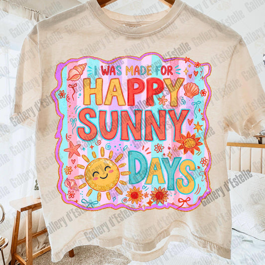 Happy Sunny Days PNG, Retro Summer Sunshine Graphic, Colorful Beach Art, Trendy Coastal Shirt Design