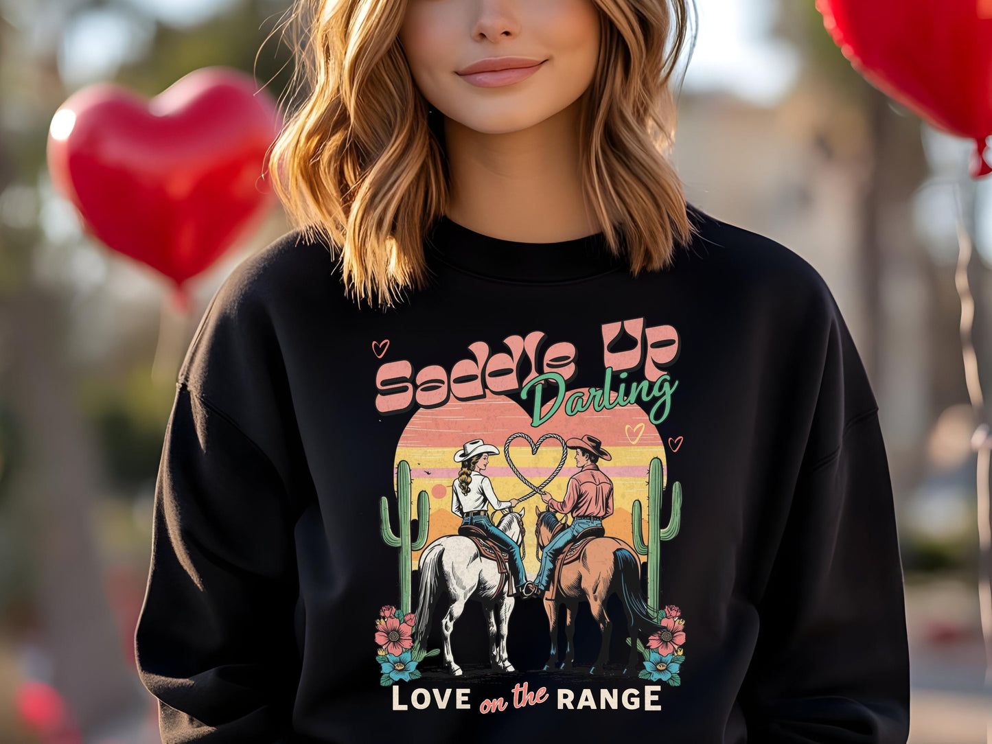 Saddle Up Darling PNG, Retro Cowboy & Cowgirl Love on the Range Western Graphic, Romantic Country Life Shirt Design