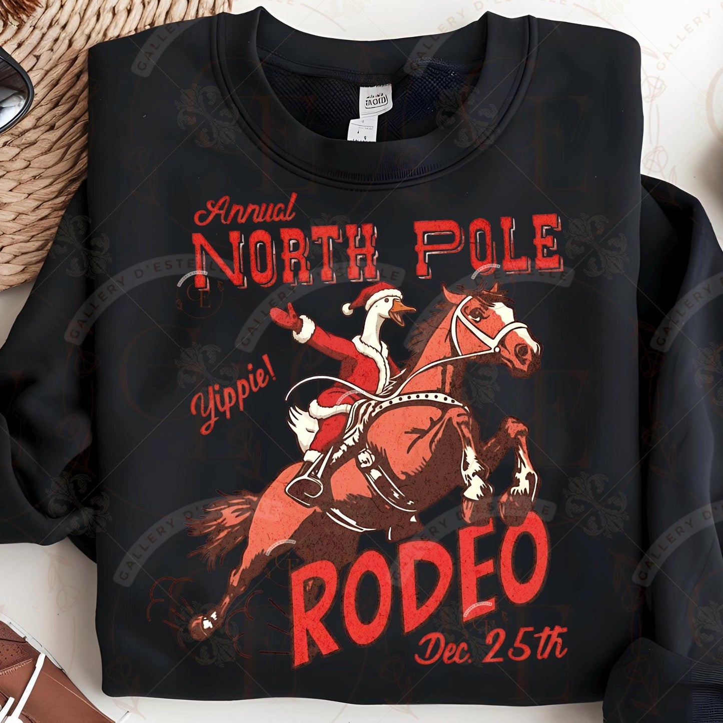 North Pole Goose Rodeo PNG, Retro Western Christmas Graphic, Festive Farmhouse Art, Funny Cowboy Shirt Design