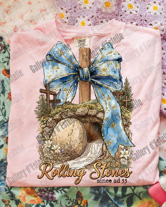 Rolling the Stone Easter PNG, Retro Christian Resurrection Graphic, Vintage Religious Art, Coquette Faith Shirt Design.