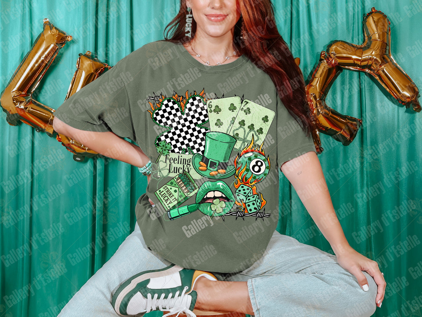 St Patricks Day Western Collage PNG, Retro Cowboy Casino Art, Lucky Shamrock Rodeo Graphic, Edgy St Paddy's Shirt Design