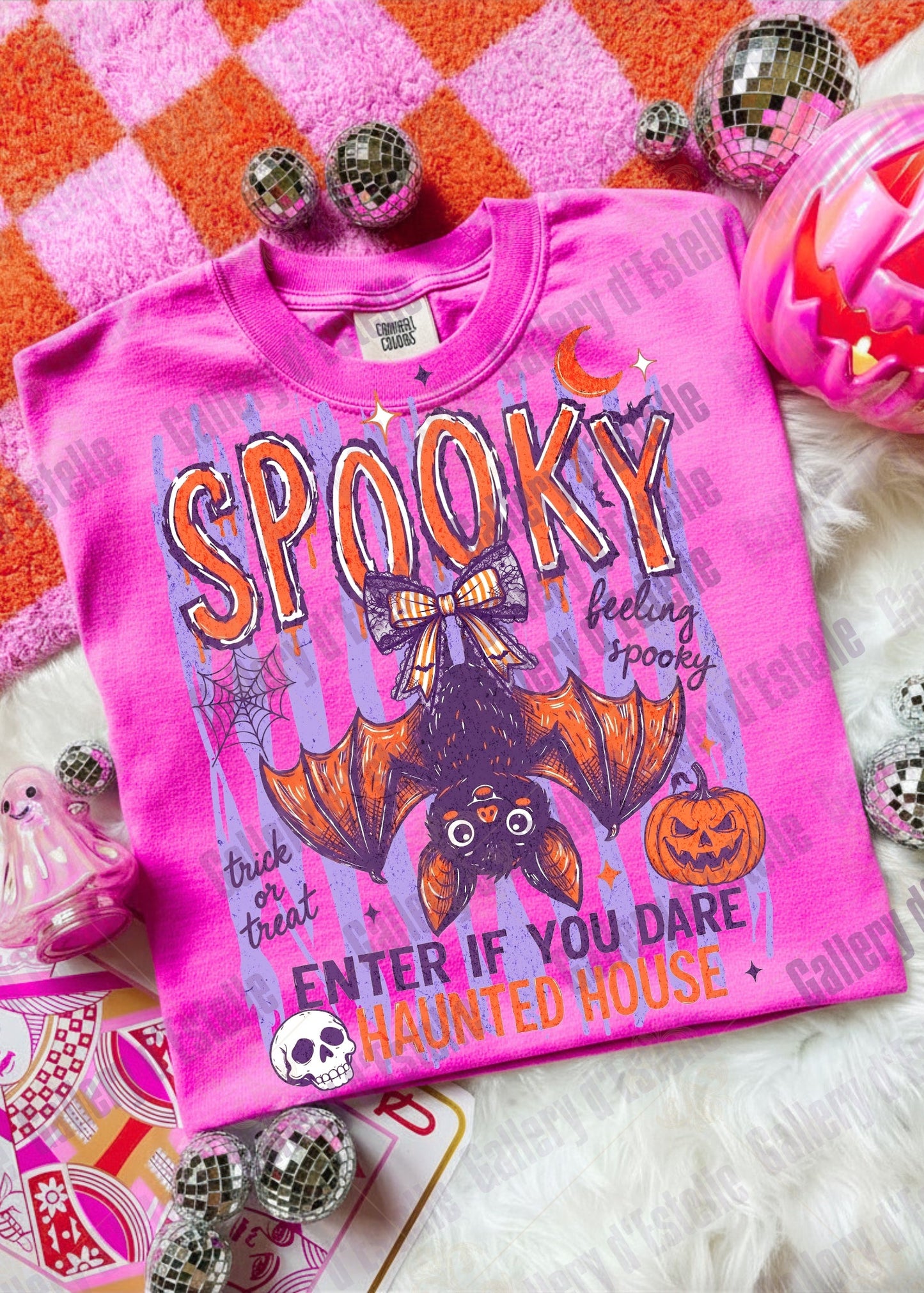 Spooky Bat PNG, Retro Haunted House Graphic, Coquette Halloween Shirt Design