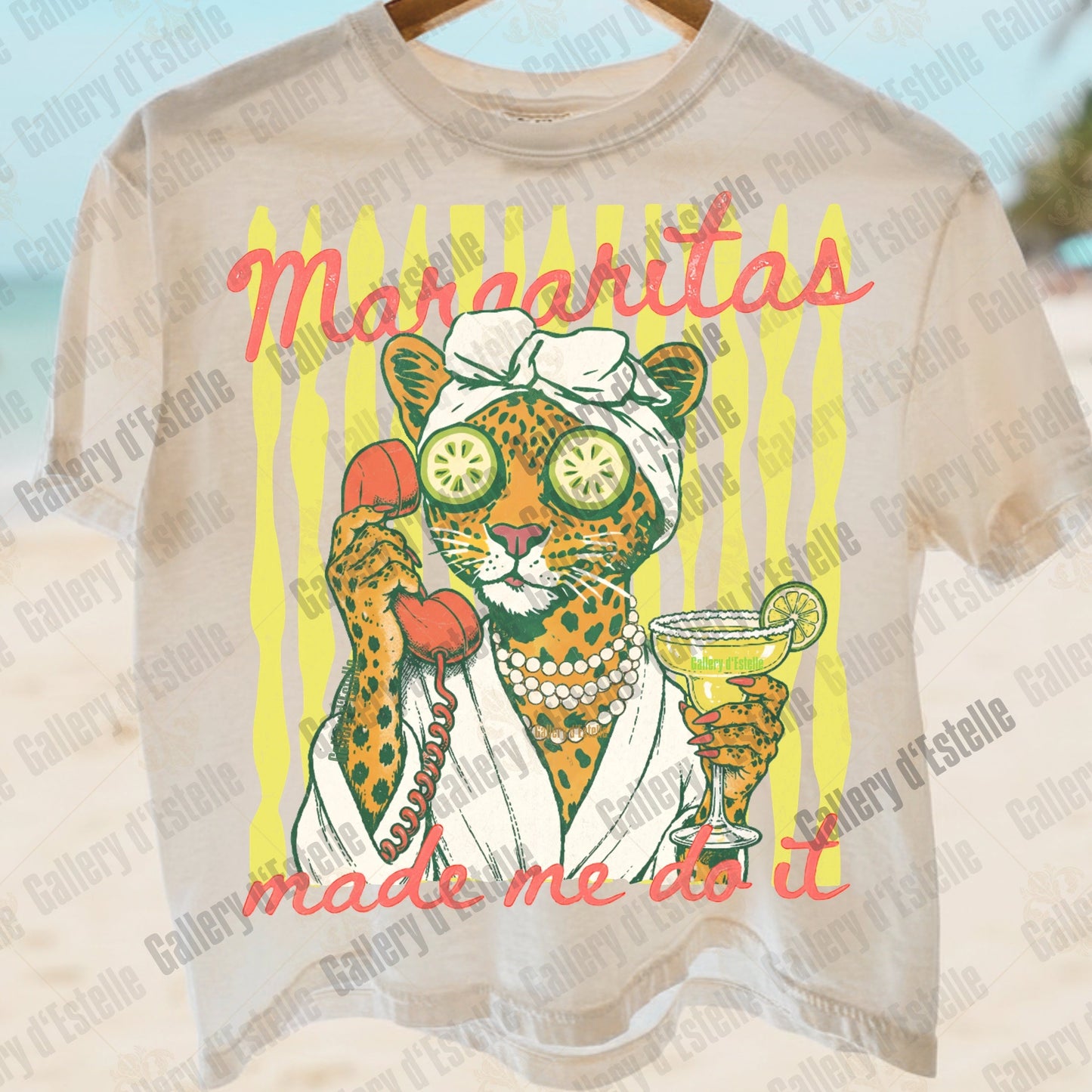 Margaritas Made Me Do It PNG, Retro Coastal Leopard Graphic, Funny Summer Boutique Shirt Design