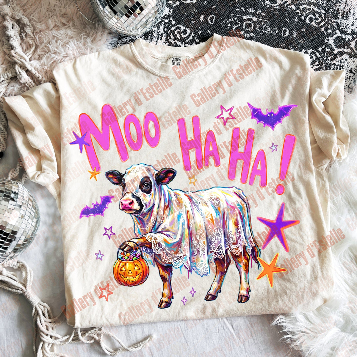 Spooky Cow PNG, Retro Funny Ghost Graphic, Coquette Halloween Shirt Design