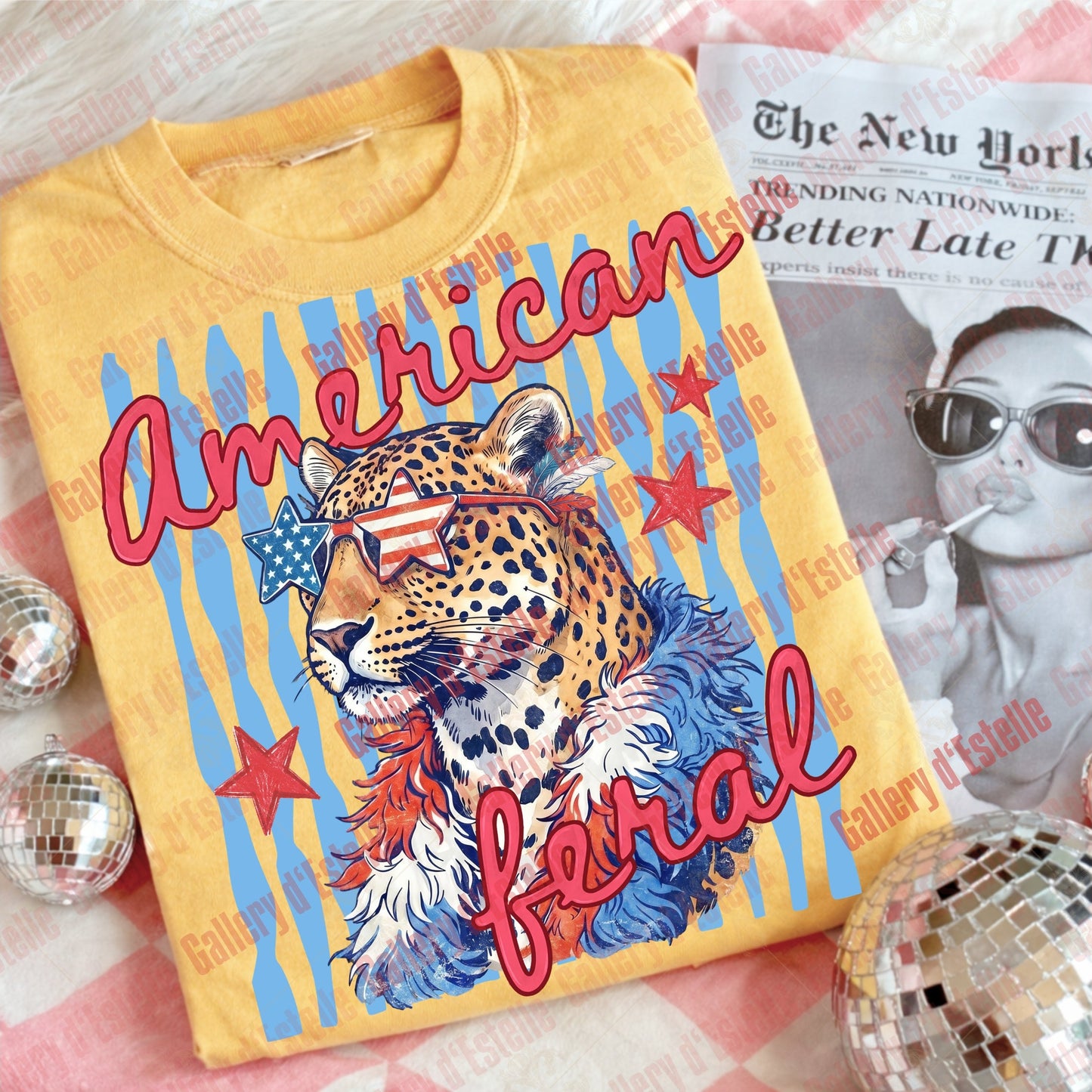American Feral PNG, Retro Leopard 4th of July Graphic, Patriotic Cheetah Art, Funny Independence Day Shirt Design