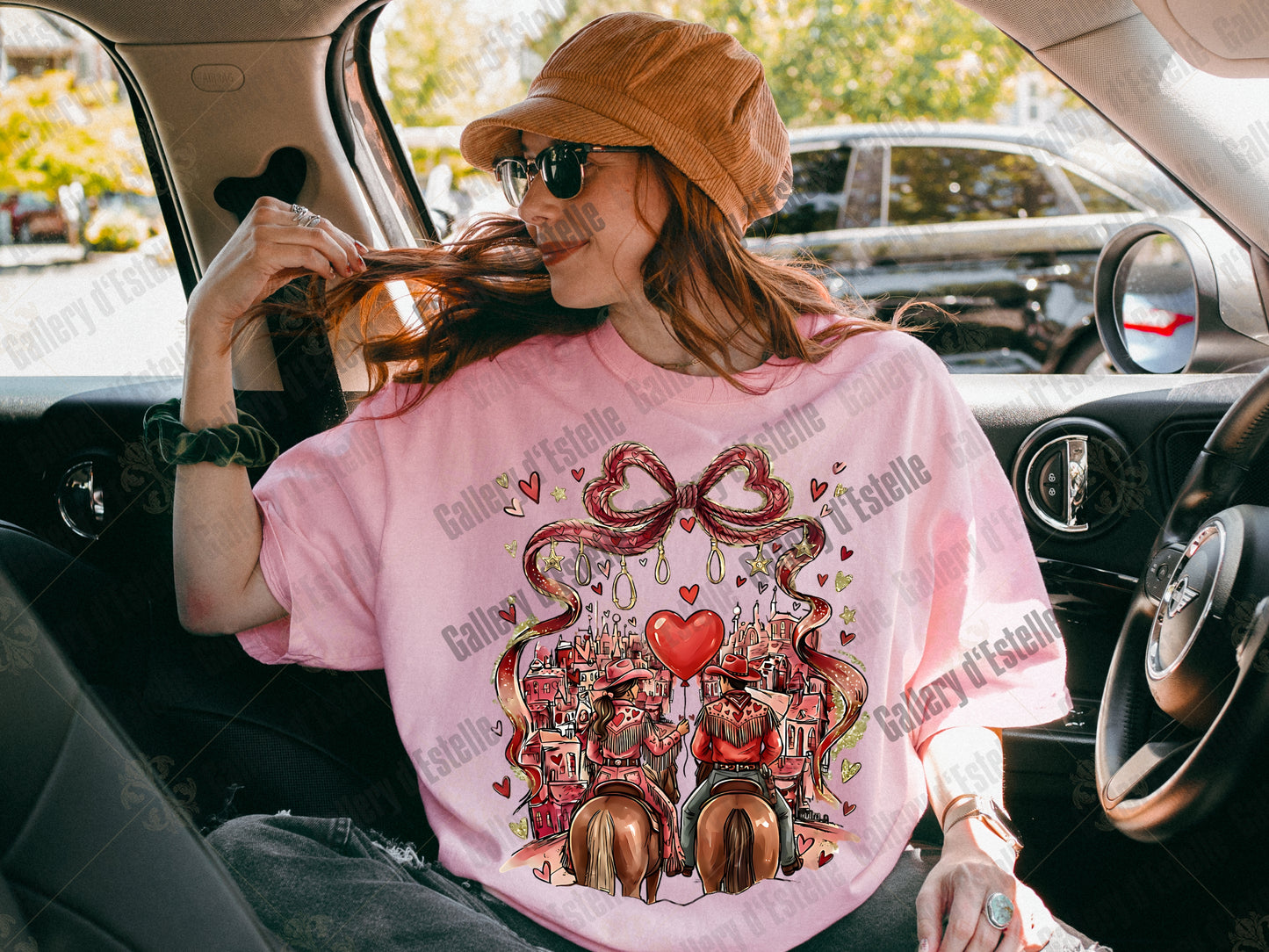 Coquette Western Valentine PNG, Retro Cowgirl Love Illustration, Preppy Cowboy Rodeo Graphic, Romantic Shirt Design