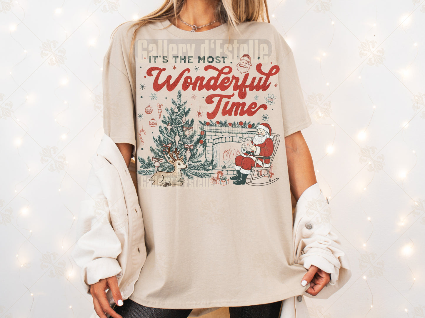 Retro Santa Christmas PNG, The Most Wonderful Time Graphic, Nostalgic Festive Vintage Shirt Design
