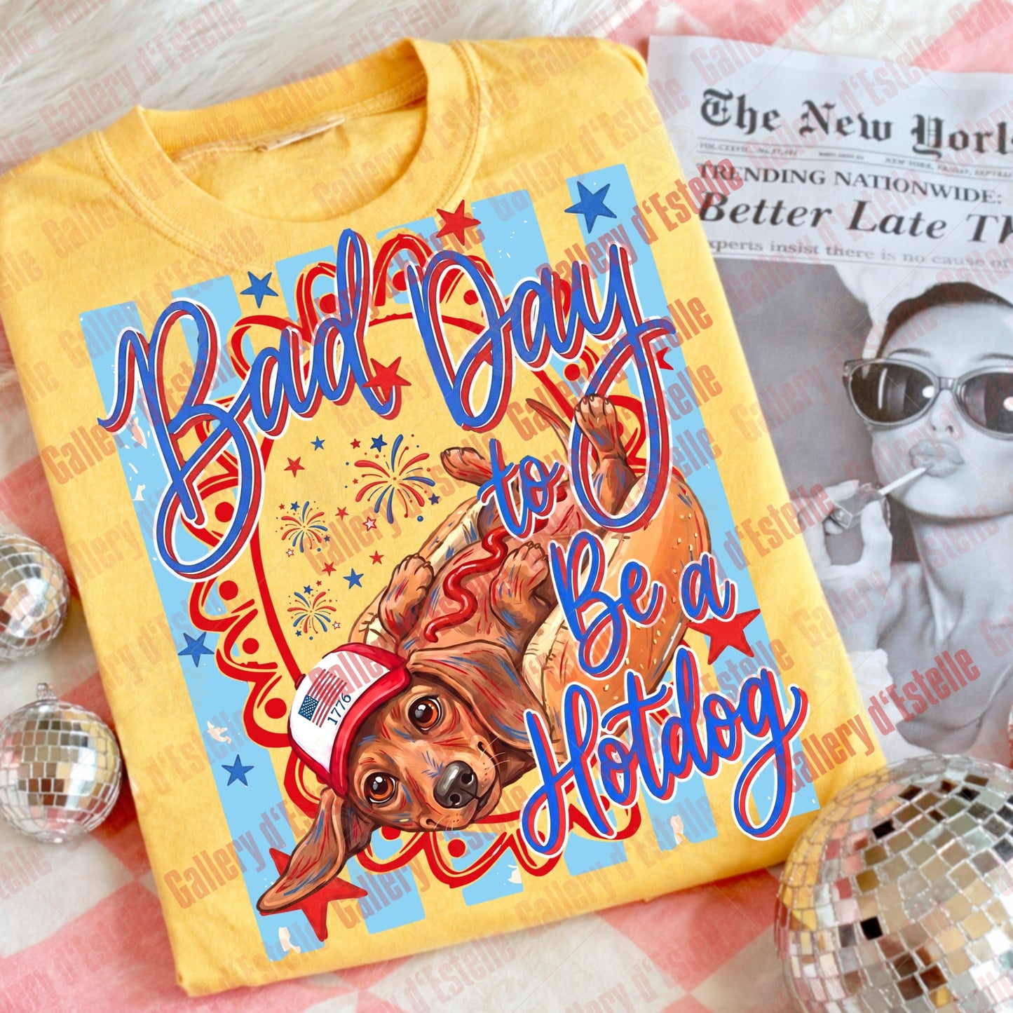 Bad Day to Be a Hotdog PNG, Funny 4th of July Dachshund Design, Patriotic Dog Graphic, Retro Summer Shirt Design
