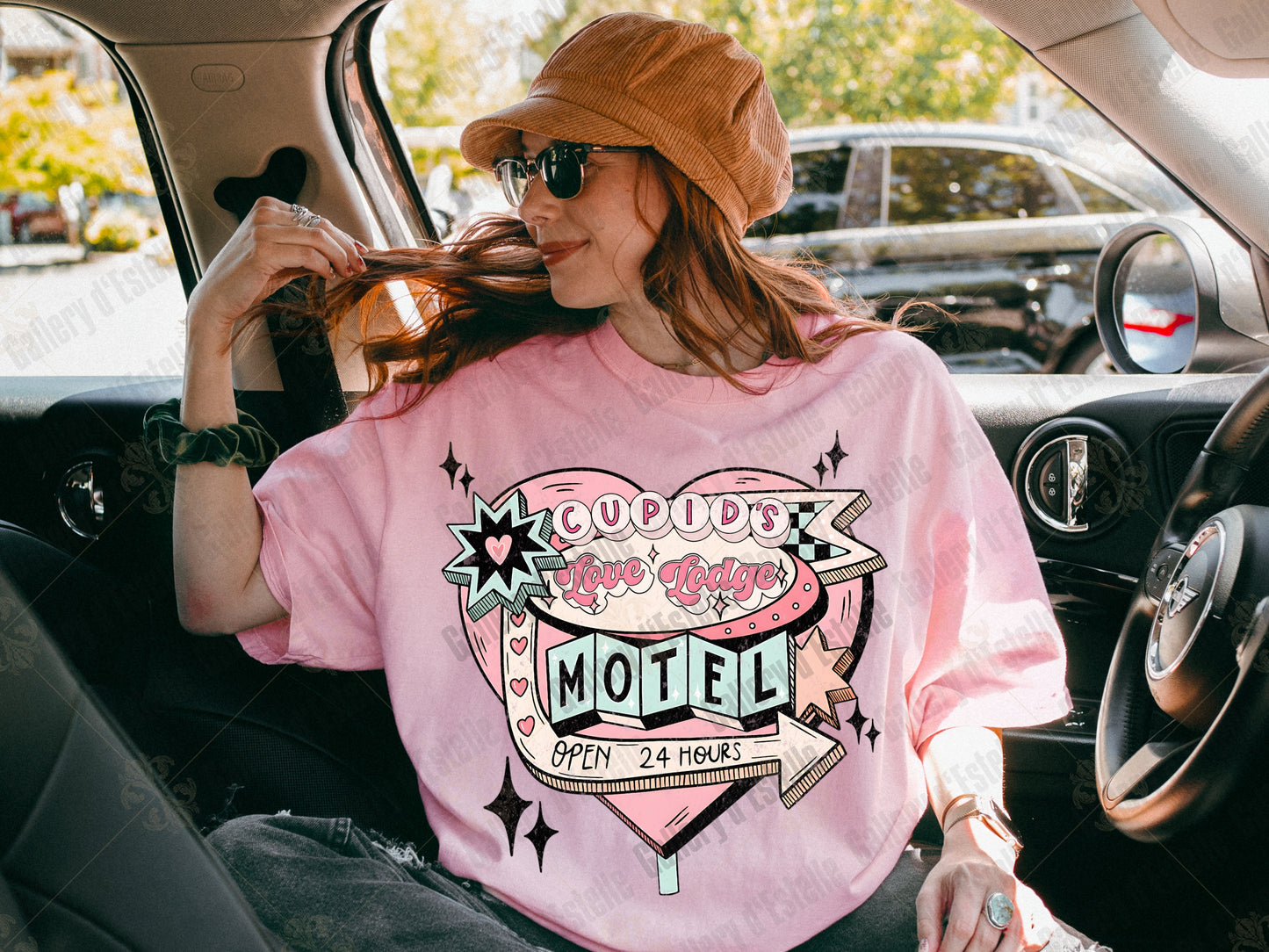Cupid’s Love Lodge Motel PNG, Retro Valentine Hotel Sign Graphic, Vintage Pink Western Art, Coquette Love Shirt Design