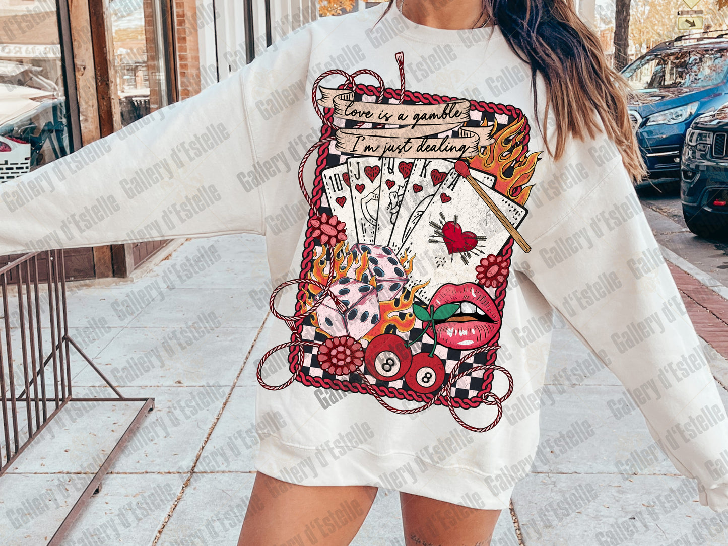 Love Is A Gamble Western Collage PNG, Retro Cowgirl Casino Graphic, Wild West Rodeo Art, Edgy Valentines Country Shirt Design