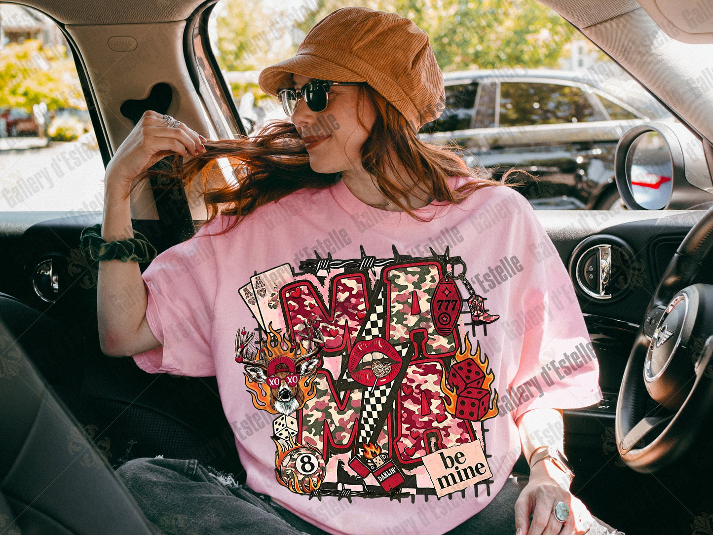 Valentine Mama Camo PNG, Retro Western Collage Graphic, Love Hunting Art, Edgy Be Mine Shirt Design