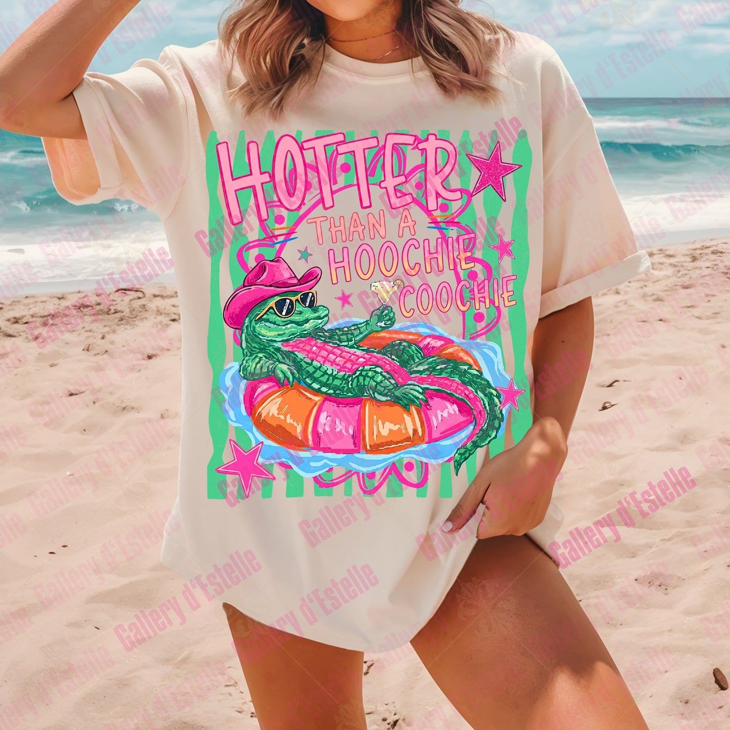 Hoochie Coochie Gator PNG, Funny Sarcastic Alligator Graphic, Preppy Boutique Summer Shirt Design