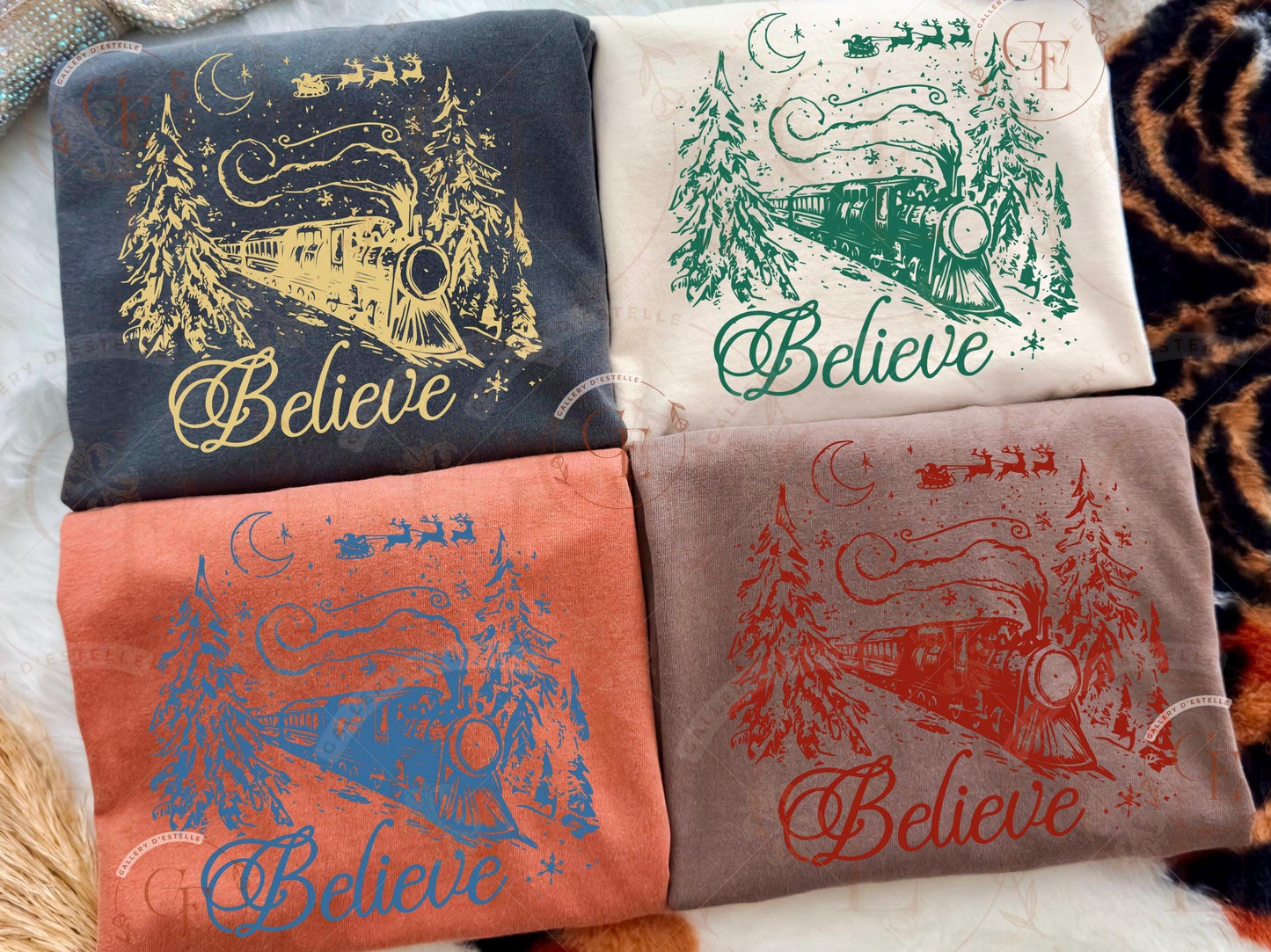 Believe Christmas PNG, Retro Holiday Train Graphic, Festive Vintage Santa Shirt Design