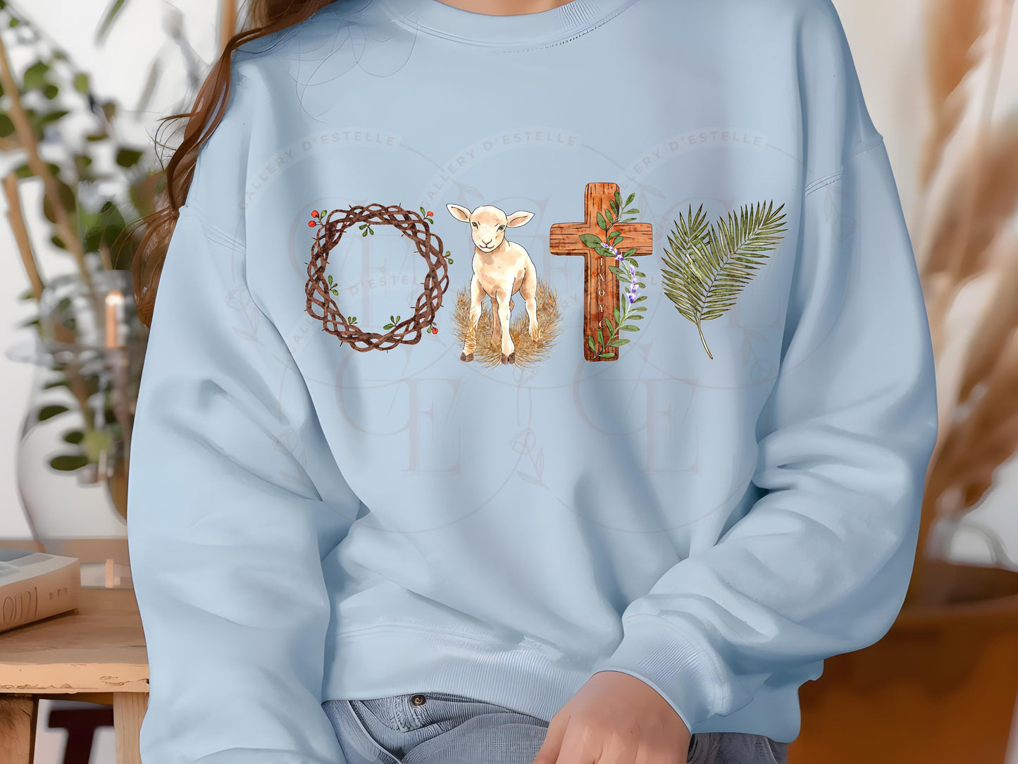 True Easter PNG, Religious Lamb Crown Cross Palm Art, He is Risen Graphic, Christian Faith Shirt Design