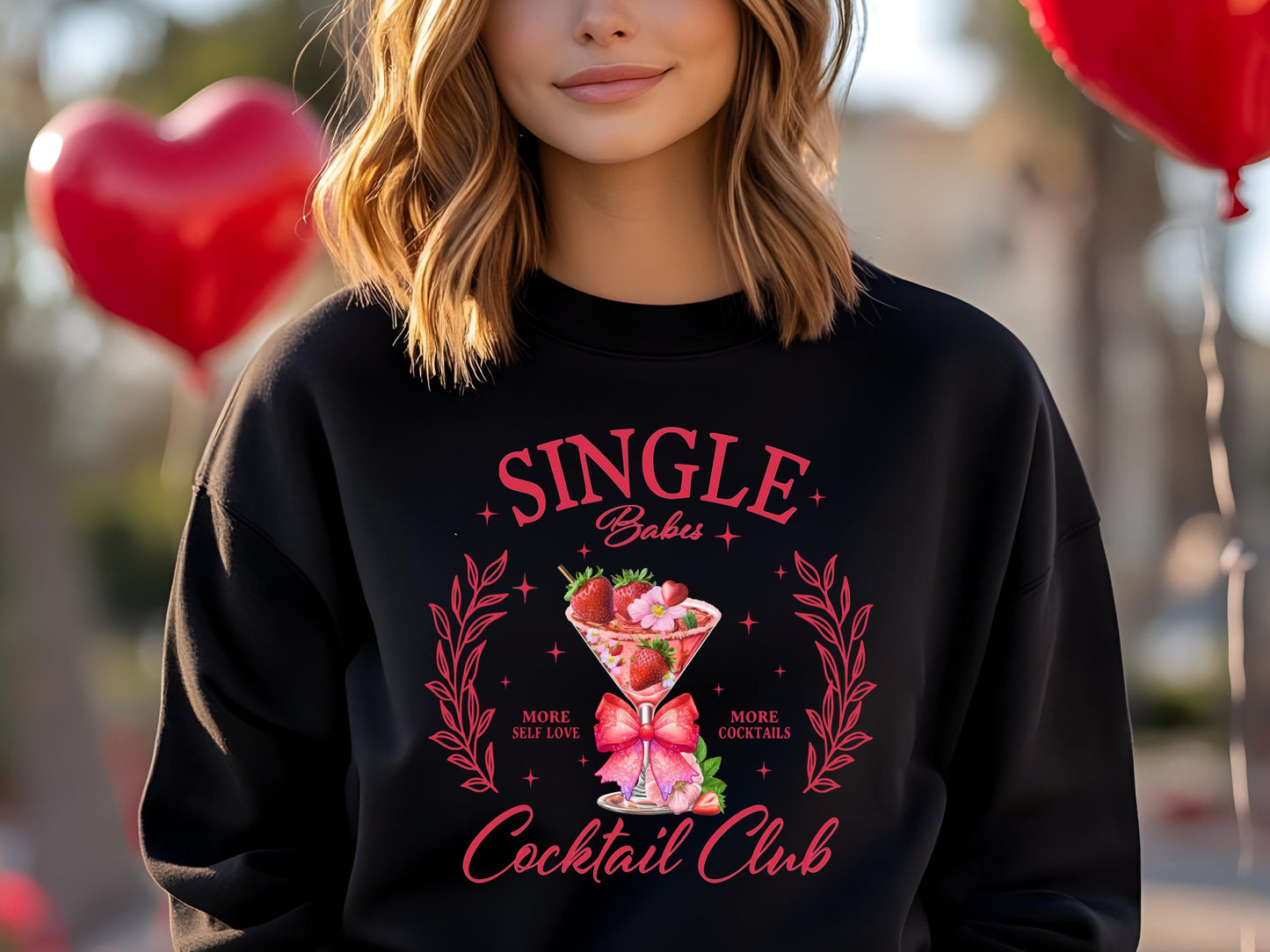 Single Babes Cocktail Club PNG, Festive Retro Valentines Drink Graphic, Coquette Anti-Valentine Shirt Design