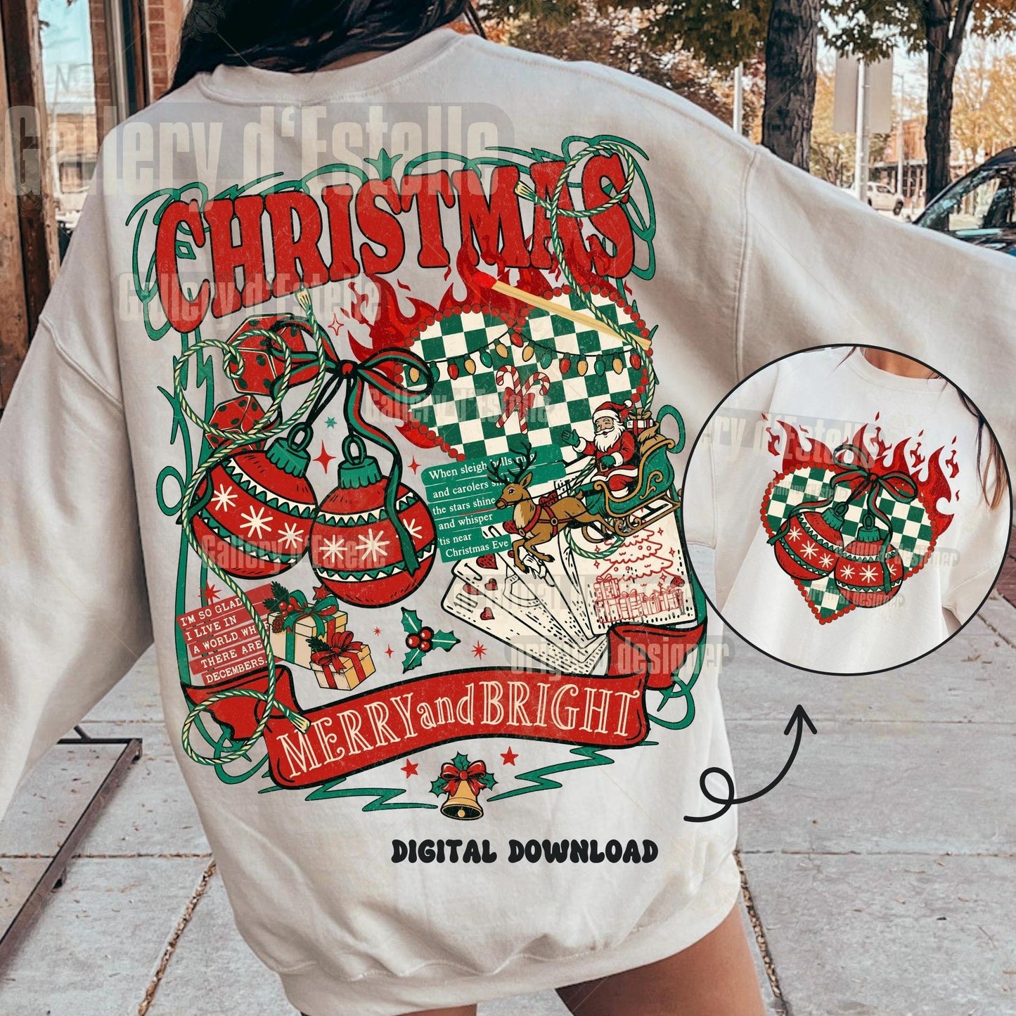 Retro Christmas Collage PNG, Vintage Holiday Graphic, Festive Santa Casino Design, Trendy Country Shirt Sublimation