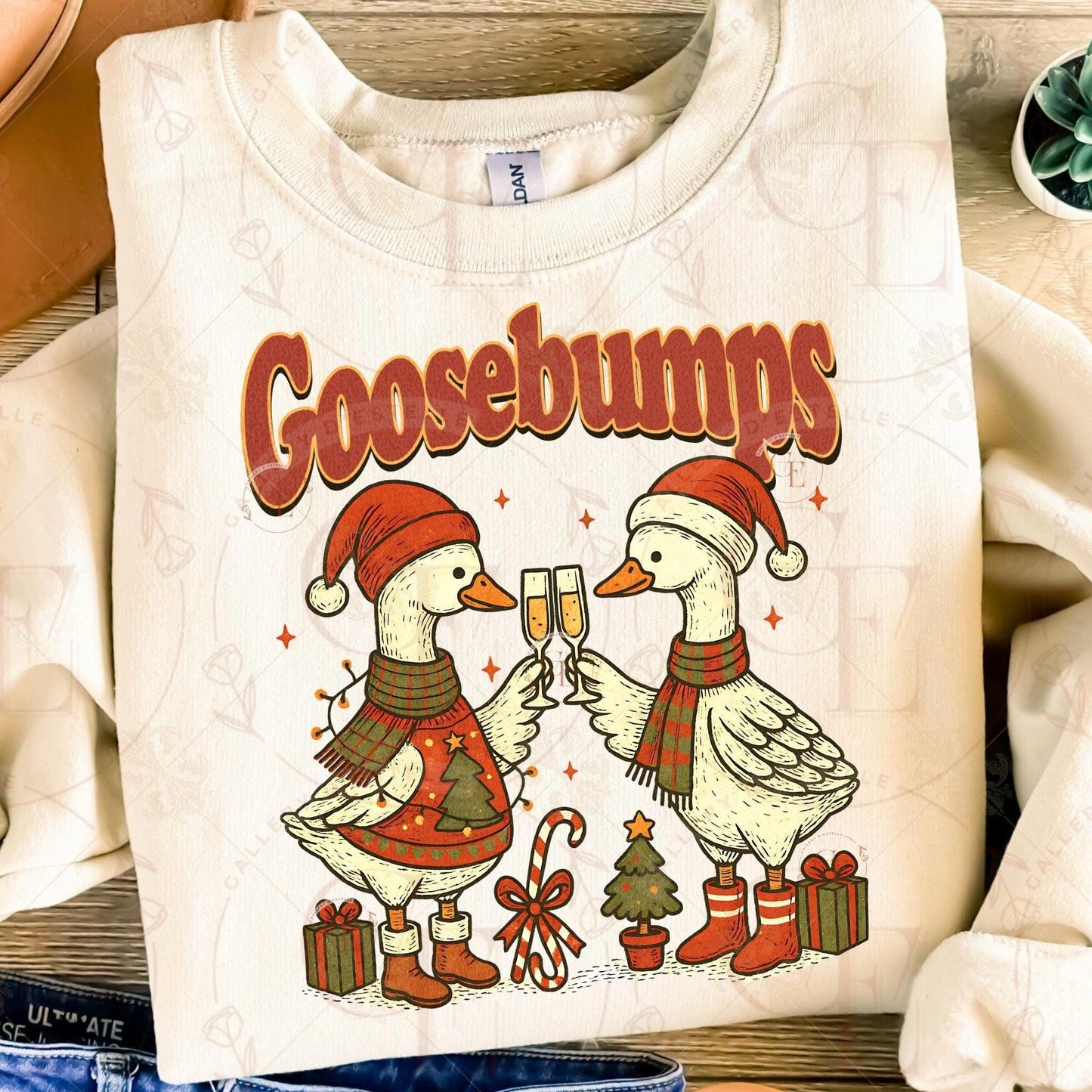 Goosebumps Christmas PNG, Festive Retro Goose Graphic, Cute Farmhouse Holiday Art, Trendy Country Christmas Shirt Design