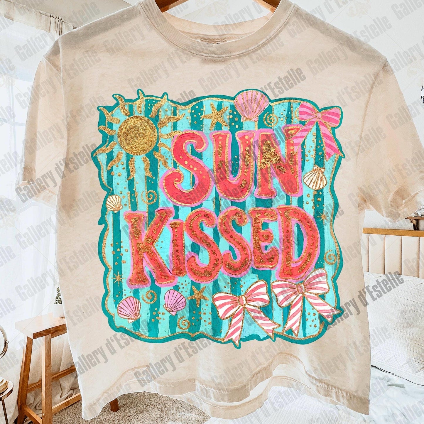 Sun Kissed PNG, Coquette Coastal Girl Graphic, Trendy Beach Summer Shirt Design