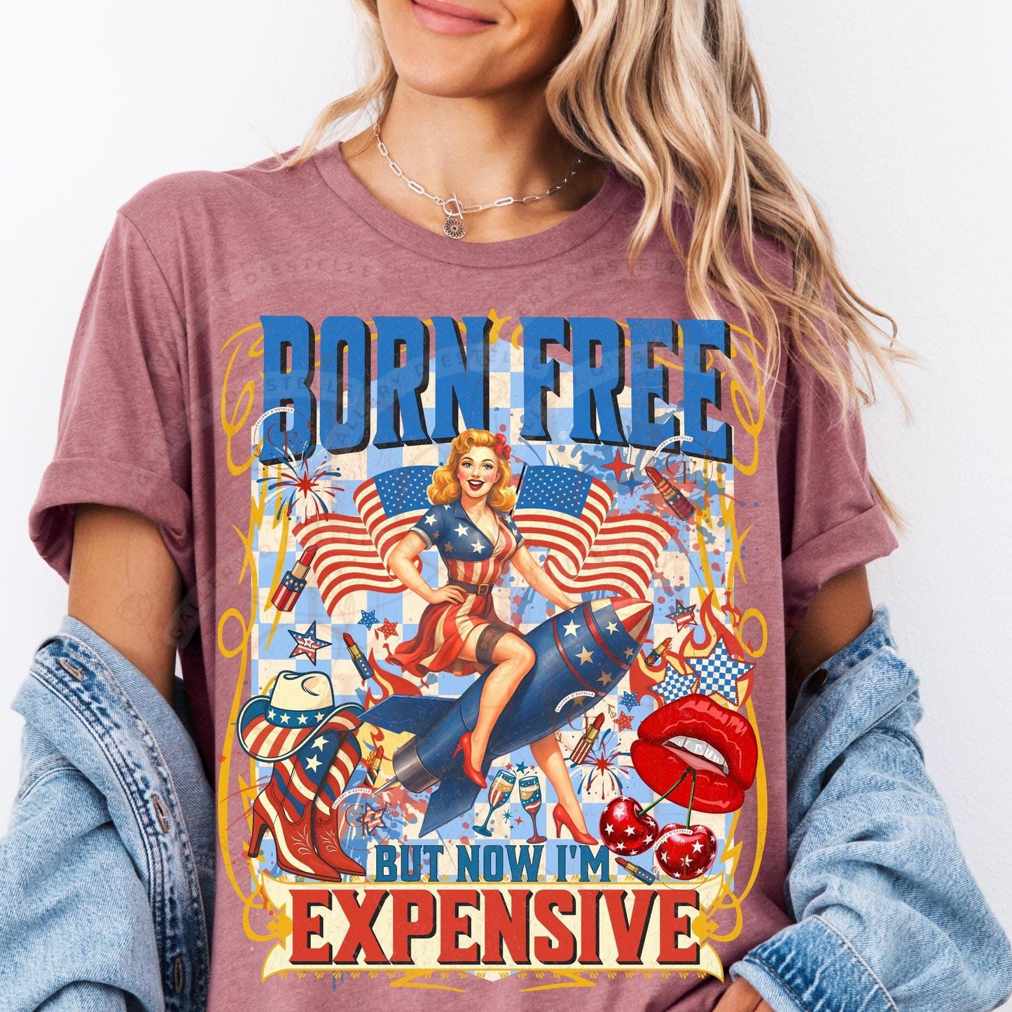 Born Free but Now Im Expensive PNG, Retro 4th of July American Sweetheart Graphic