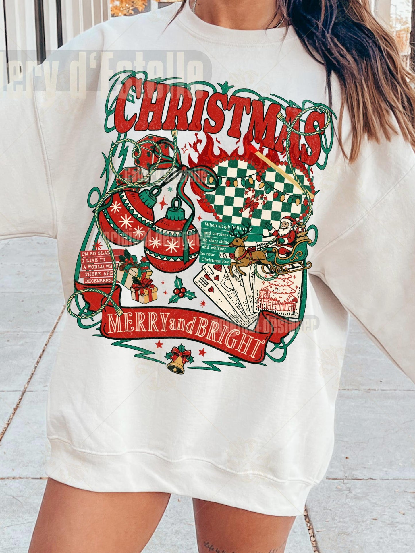 Retro Christmas Collage PNG, Vintage Holiday Graphic, Festive Santa Casino Design, Trendy Country Shirt Sublimation