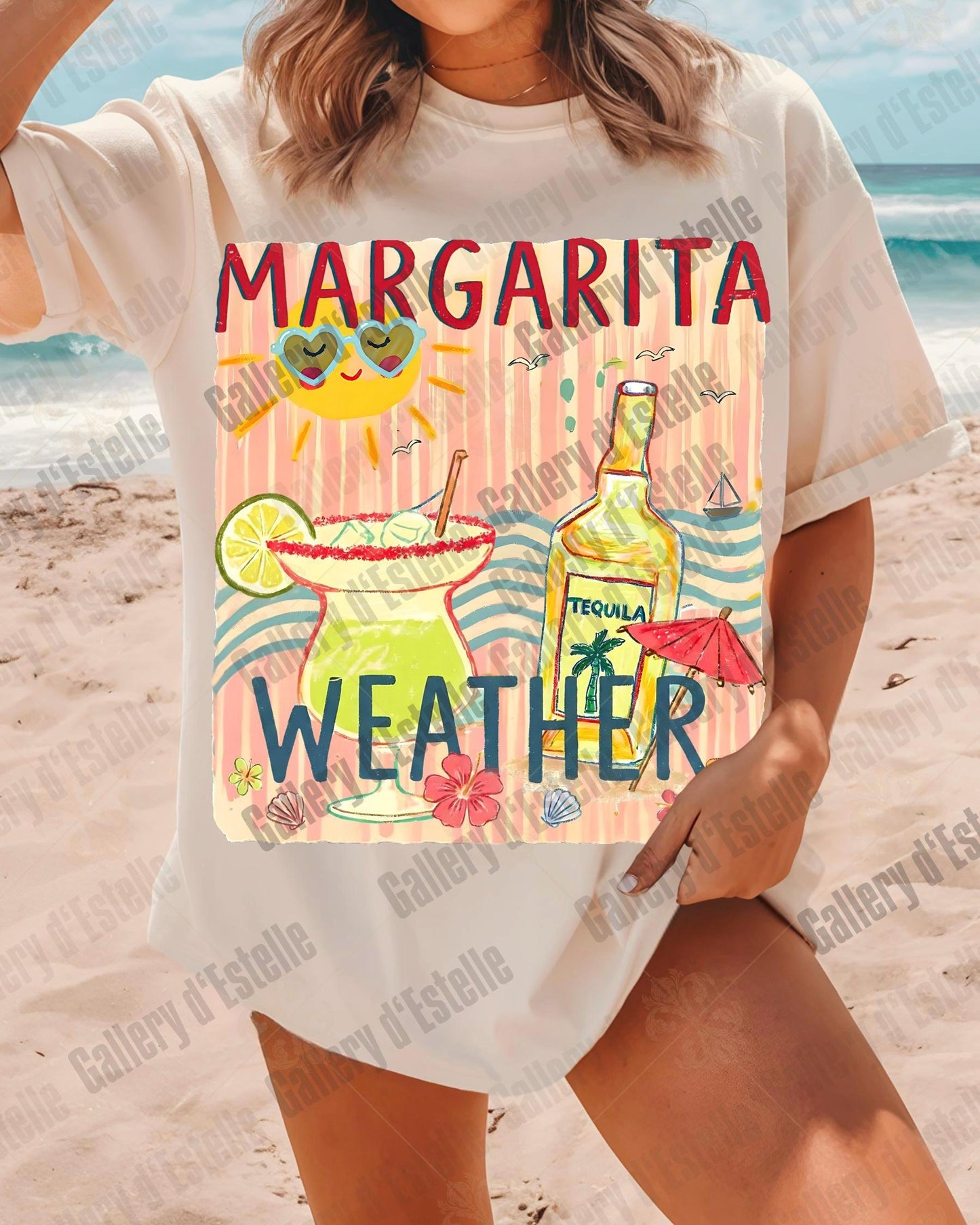 Margarita Weather PNG, Retro Preppy Coastal Graphic, Trendy Summer Beach Shirt Design