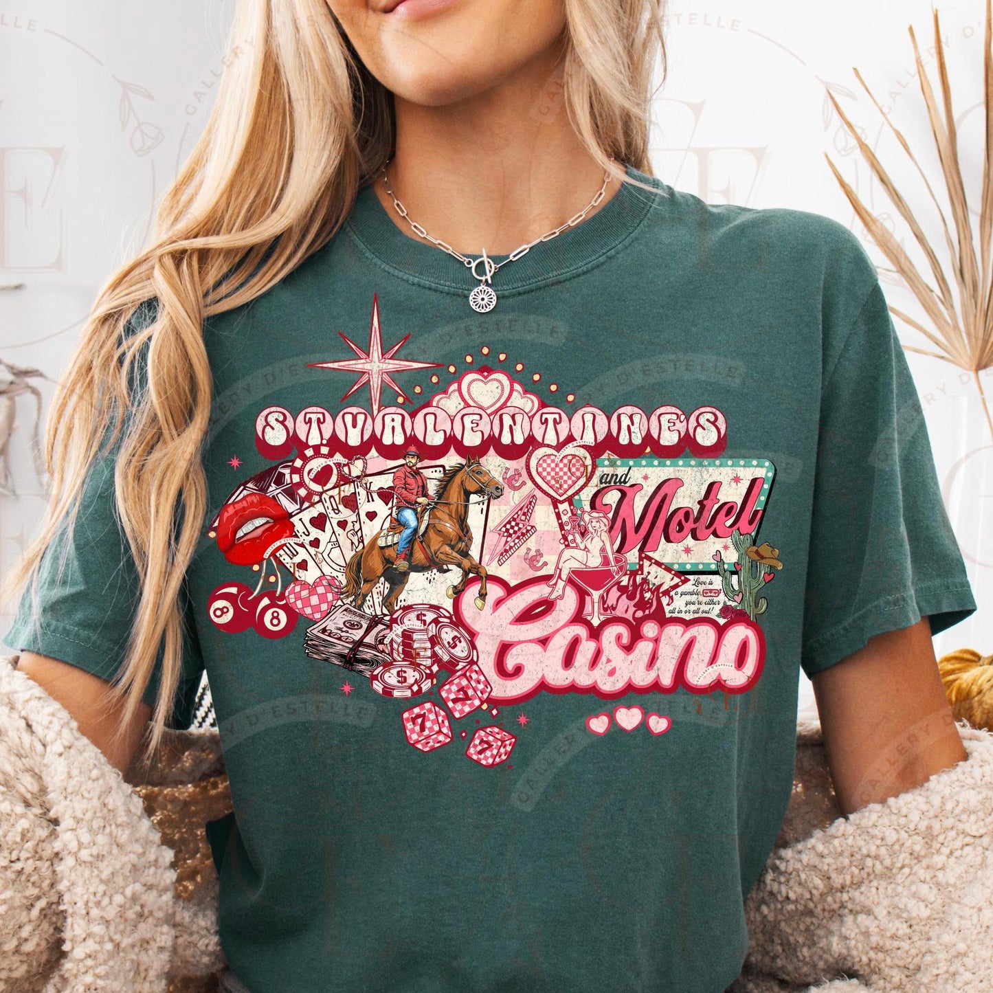 St. Valentines Casino and Motel Western PNG, Retro Vegas Style Collage, Lucky Cowboy Casino Graphic, Edgy Love Shirt Design