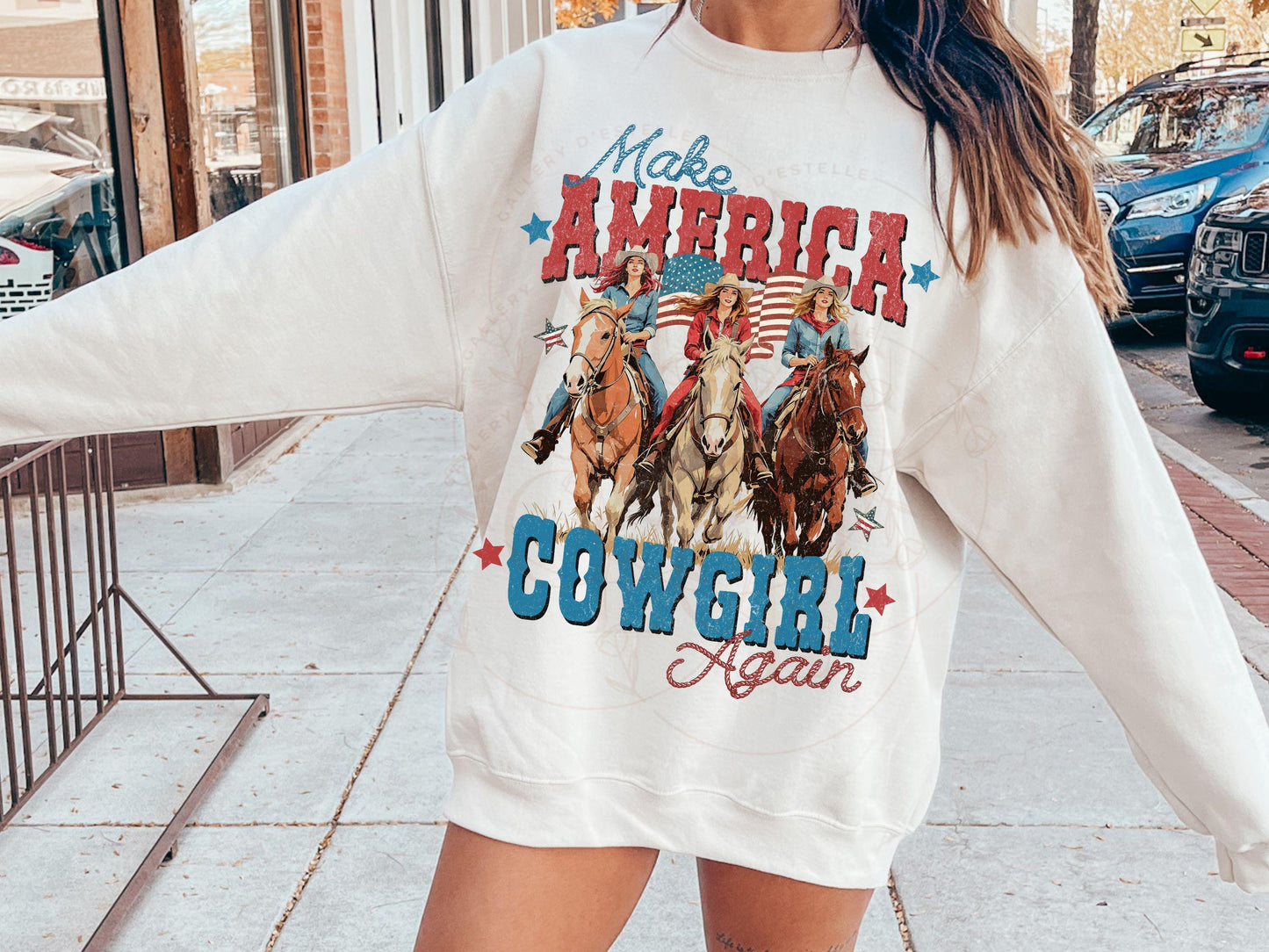 Make America Cowgirl Again PNG, Vintage Western Patriotic 4th of July Graphic, Trendy Independence Day Country Shirt Design