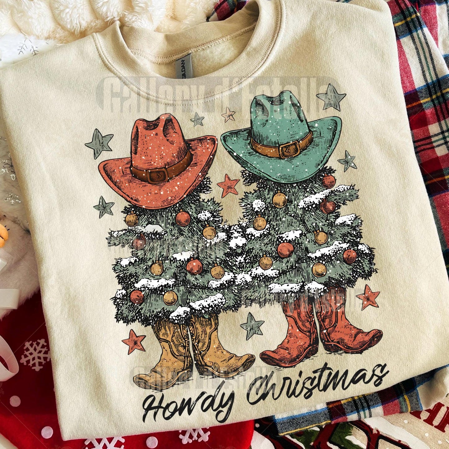 Western Howdy Christmas PNG, Festive Cowboy Holiday Graphic, Coquette Cowgirl Art, Trendy Country Shirt Design