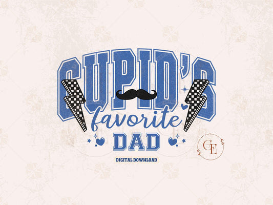 Cupid’s Favorite Dad PNG, Retro Valentine’s Day Father Graphic, Trendy Dad Shirt Design