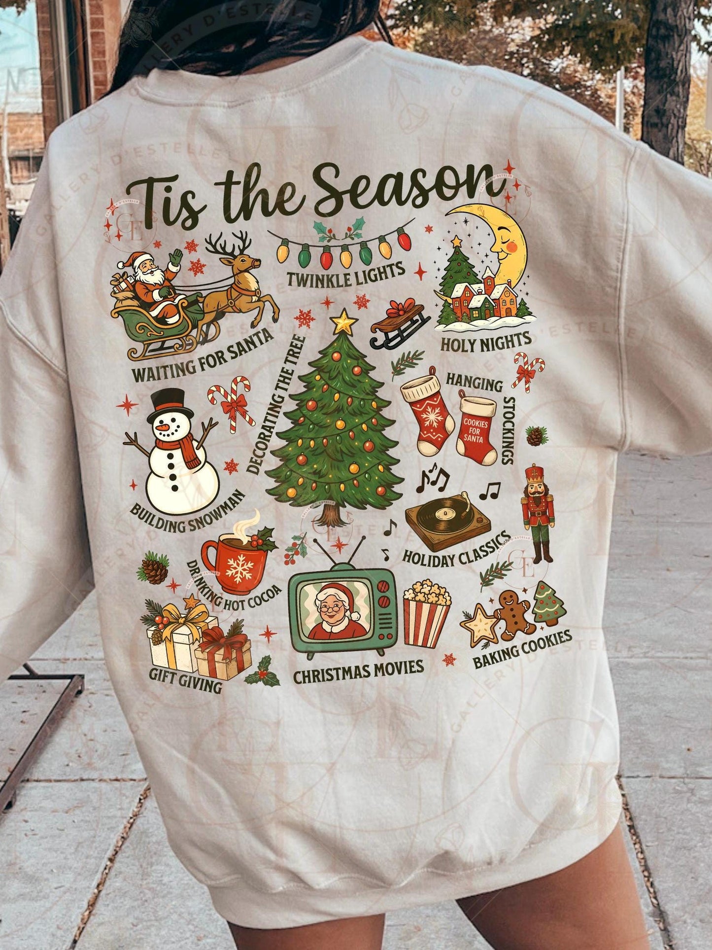 Tis the Season Christmas Collage PNG, Retro Santa Christmas Tree Graphic, Nostalgic Holiday Shirt Design