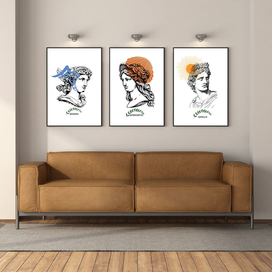 12 Olympian Gods Wall Art Set, Greek Mythology Aesthetic, Hellenic Home Decor, Greece Digital Print