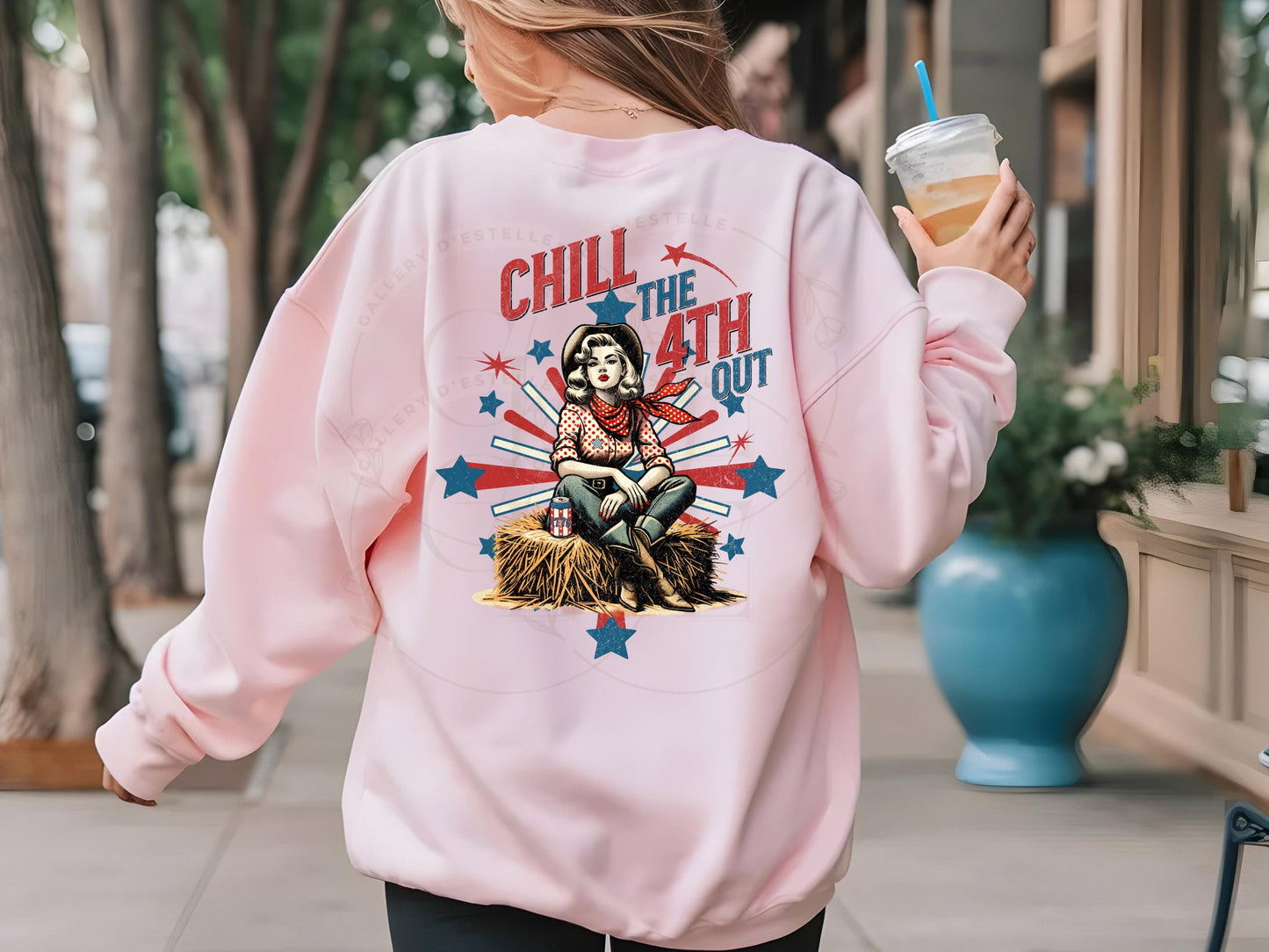 Chill the 4th Out Country PNG, Retro Western Patriotic Cowgirl Graphic, Trendy Independence Day Rodeo Shirt Design