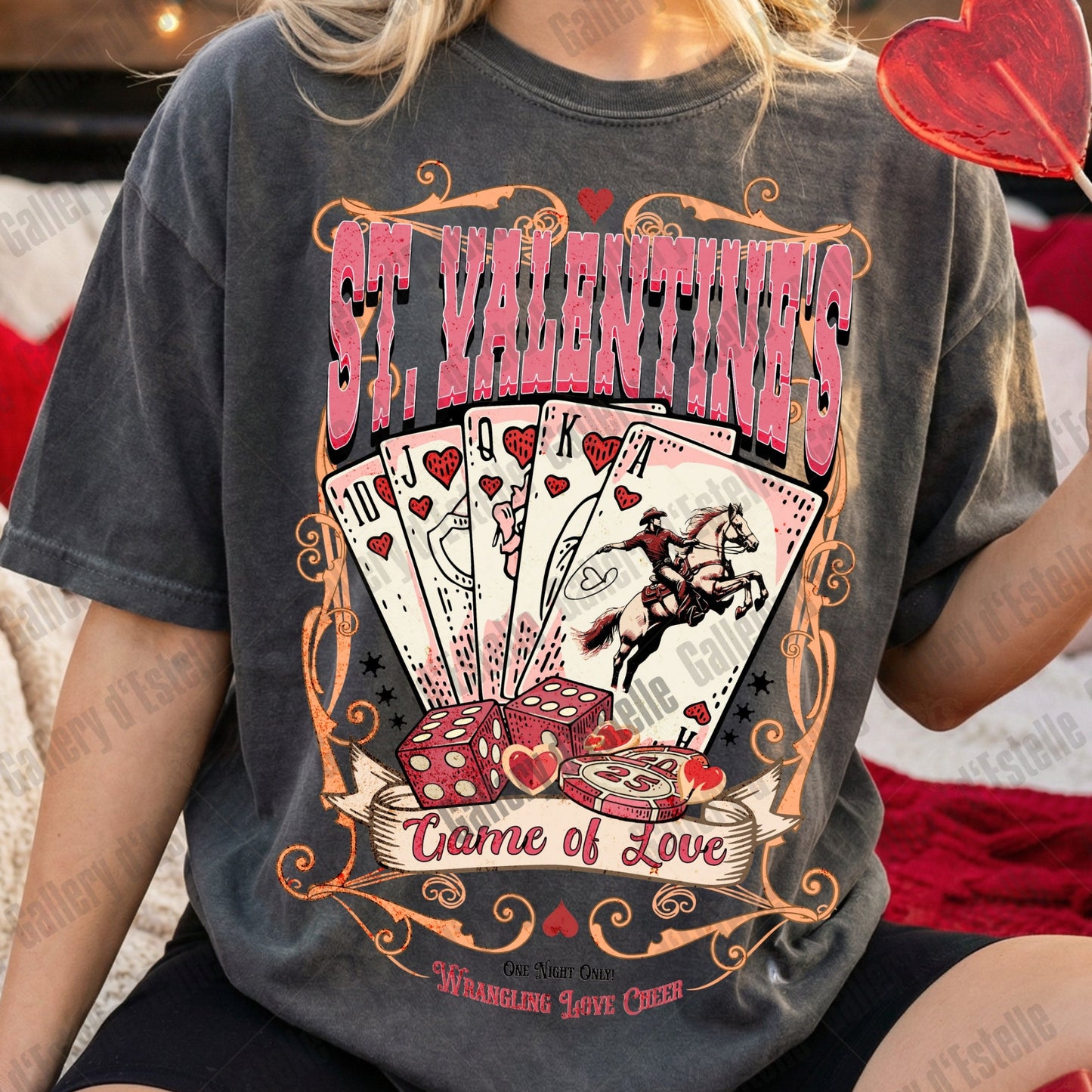 St.Valentines Game of Love Country PNG, Western Cowboy Casino Graphic, Vintage Wild West Poker Shirt Design