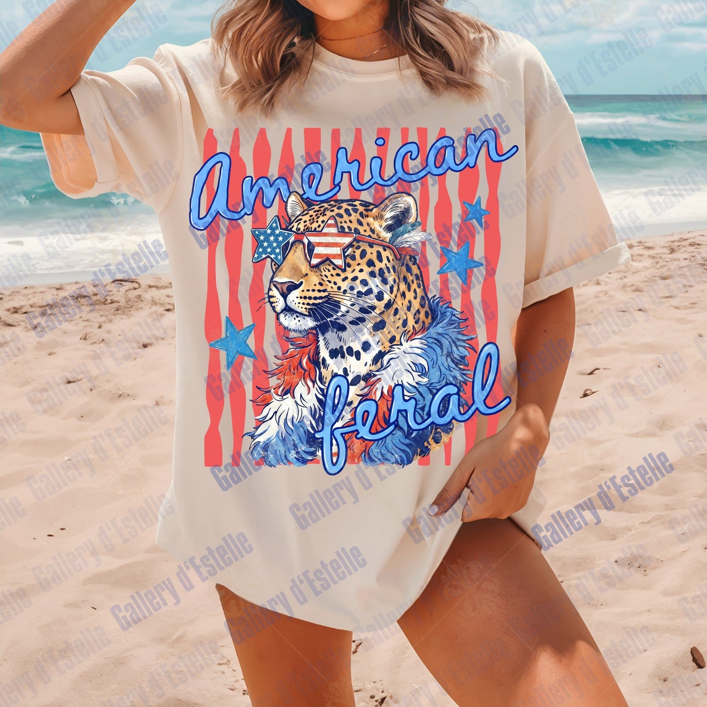 American Feral PNG, Retro Leopard 4th of July Graphic, Patriotic Cheetah Art, Funny Independence Day Shirt Design