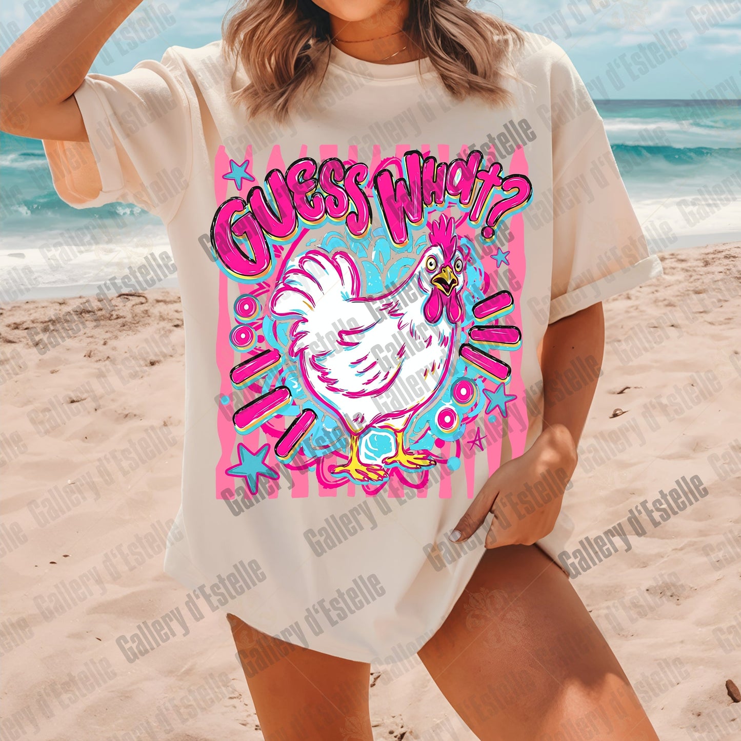 Guess What Chicken Butt PNG, Funny Retro Chicken Graphic, Preppy Boutique Matching Shirt Design