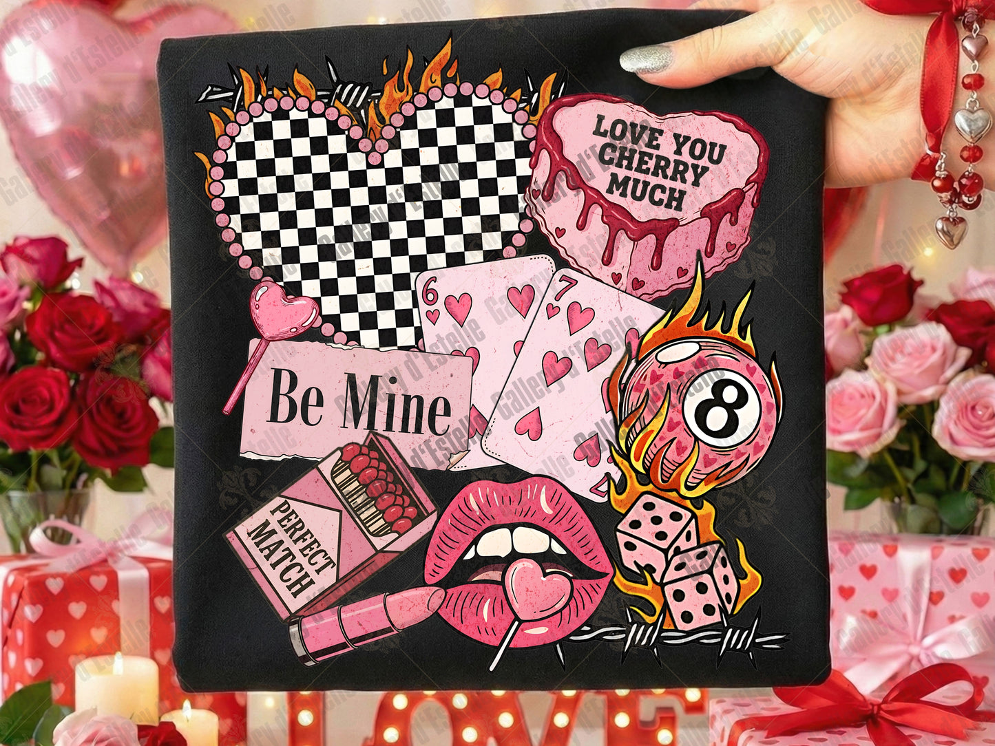 Retro Valentine Collage PNG, Edgy Y2K Casino Graphic, Western Cowgirl Love Art, Trendy VDay Shirt Design