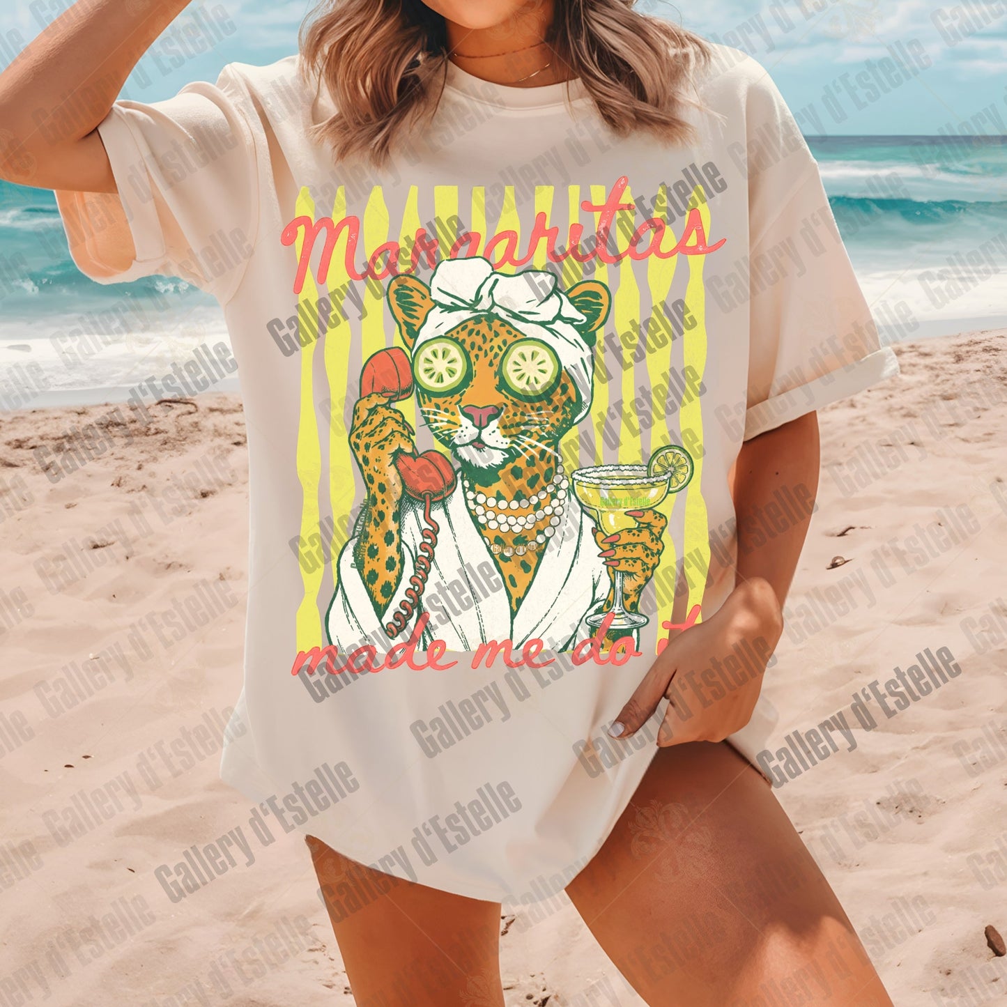 Margaritas Made Me Do It PNG, Retro Coastal Leopard Graphic, Funny Summer Boutique Shirt Design